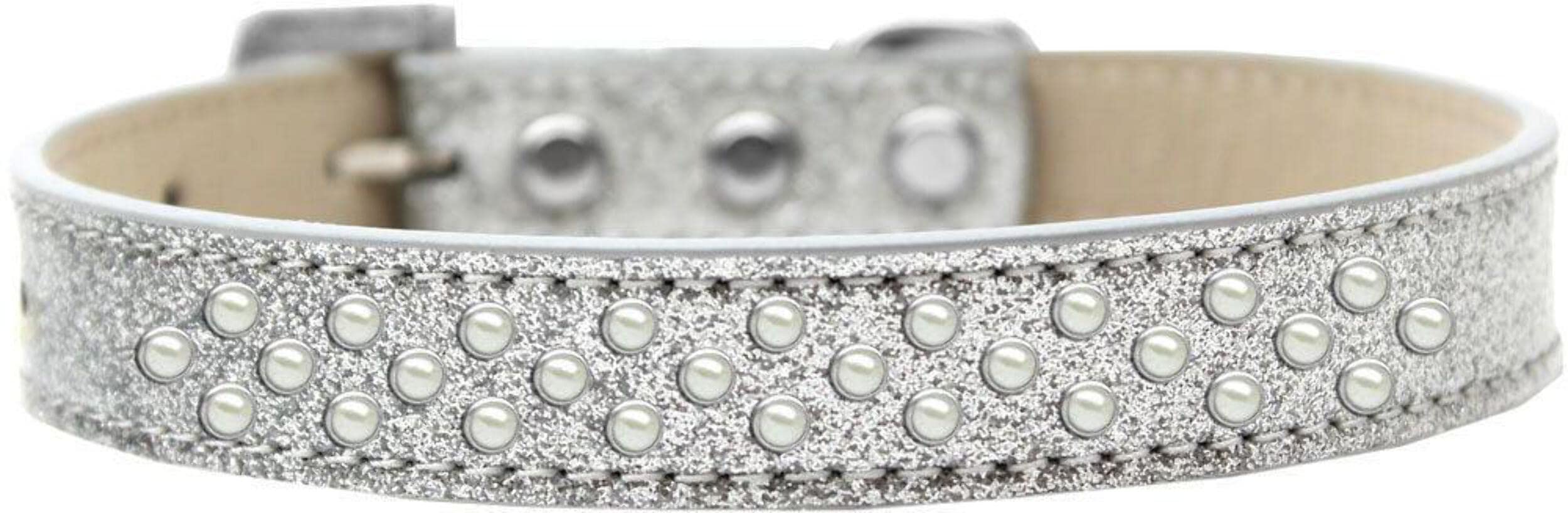 Mirage Pet Products Sprinkles Ice Cream Dog Collar with Pearls, Size 14, Silver