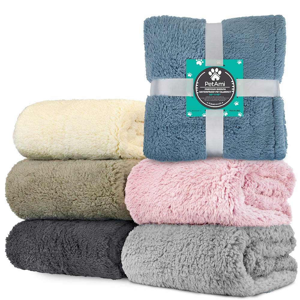 Petami Fluffy Waterproof Dog Blanket For Medium Large Dogs, Soft Warm Pet Sherpa Throw Pee Proof Couch Cover, Reversible Cat Bed Blanket Sofa Protector, Plush Washable Pad (Pink Blush, 40X60)
