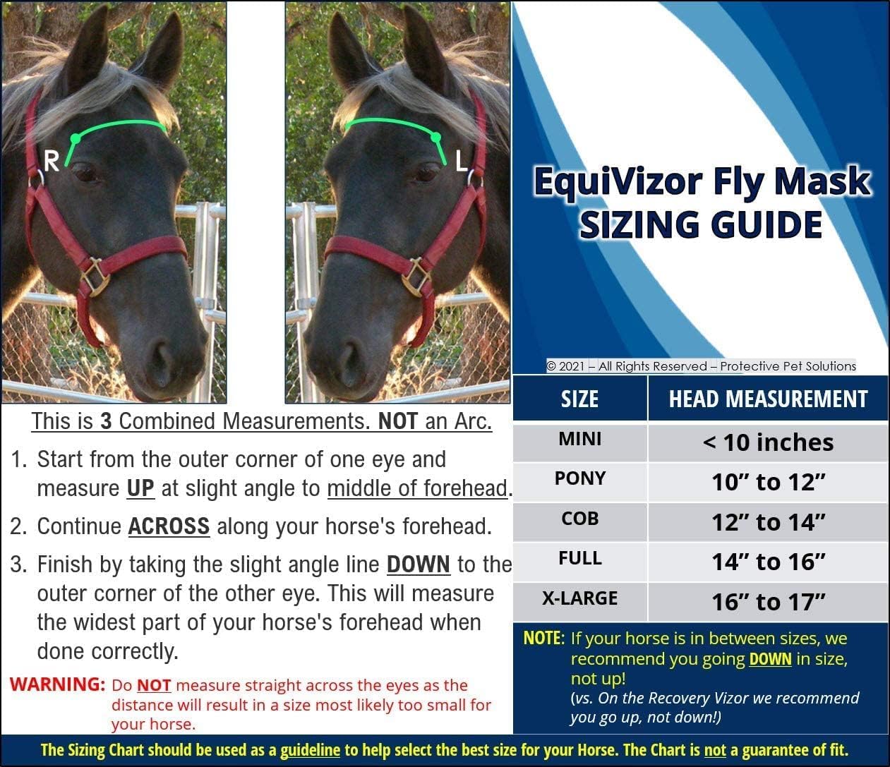 EquiVizor 95% UV Eye Protection (Size Mini) Horse Fly Mask with Ears. Designed to Stay On Your Horse, Off The Ground.