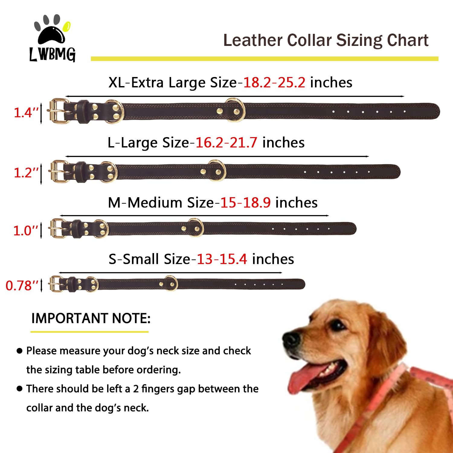 Lwbmg Leather Dog Collar,Heavy Duty Dog Collar,Leather Collar For Dogs,Soft And Strong Leather Adjustable Dog Collar For Small M