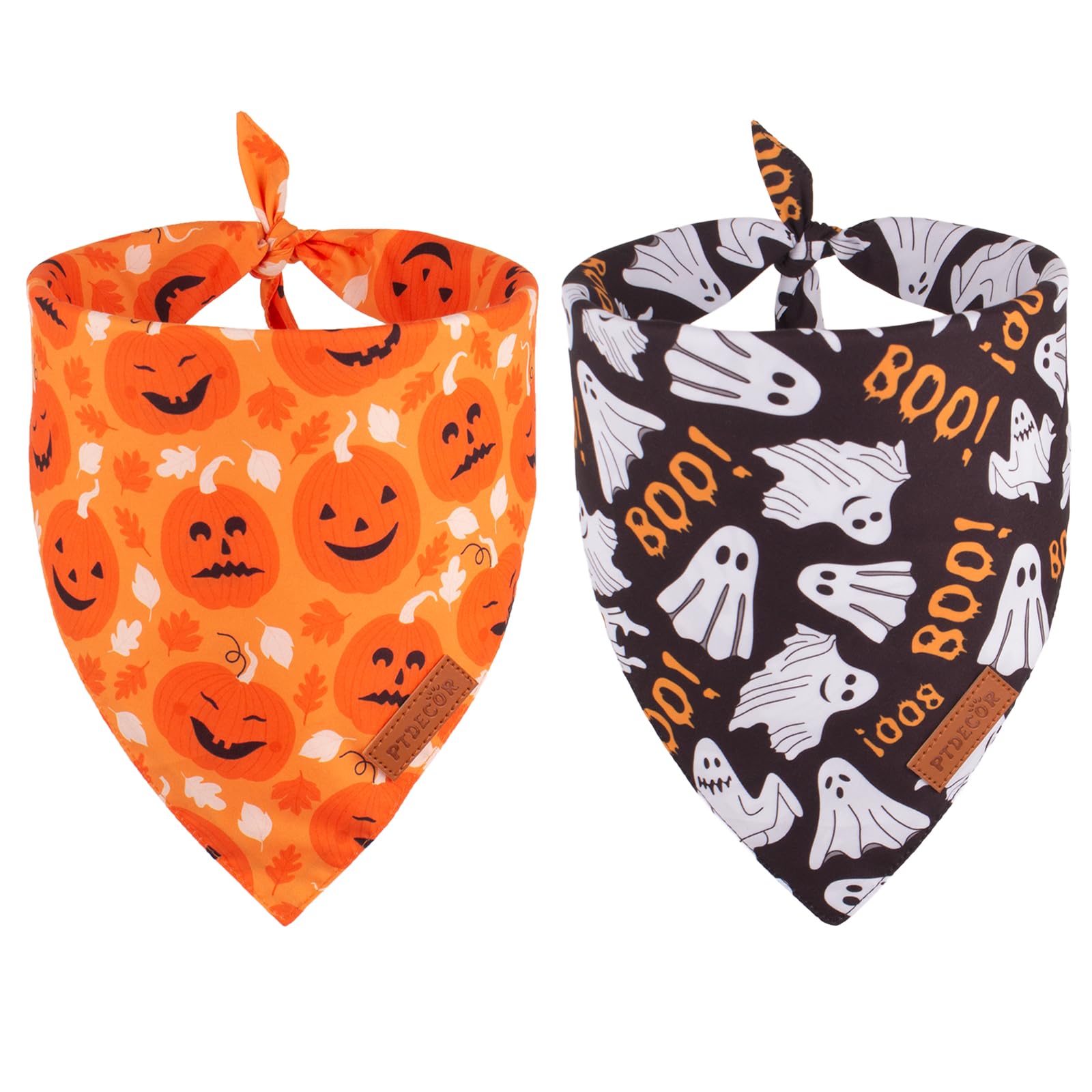 Ptdecor Halloween Dog Bandana, Reversible Holiday Pet Scarf, Multi Size, Triangle Puppy Halloween Bandanas For Extra Large Dogs 
