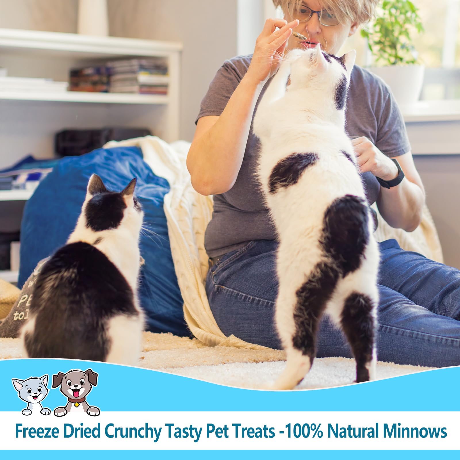 JADINGSFARM Minnows 2.8 oz Freeze Dried Minnows, 100% Natural Cat Treat, Dog Treat, Freeze Dried Minnows for Cats Freeze Dried M