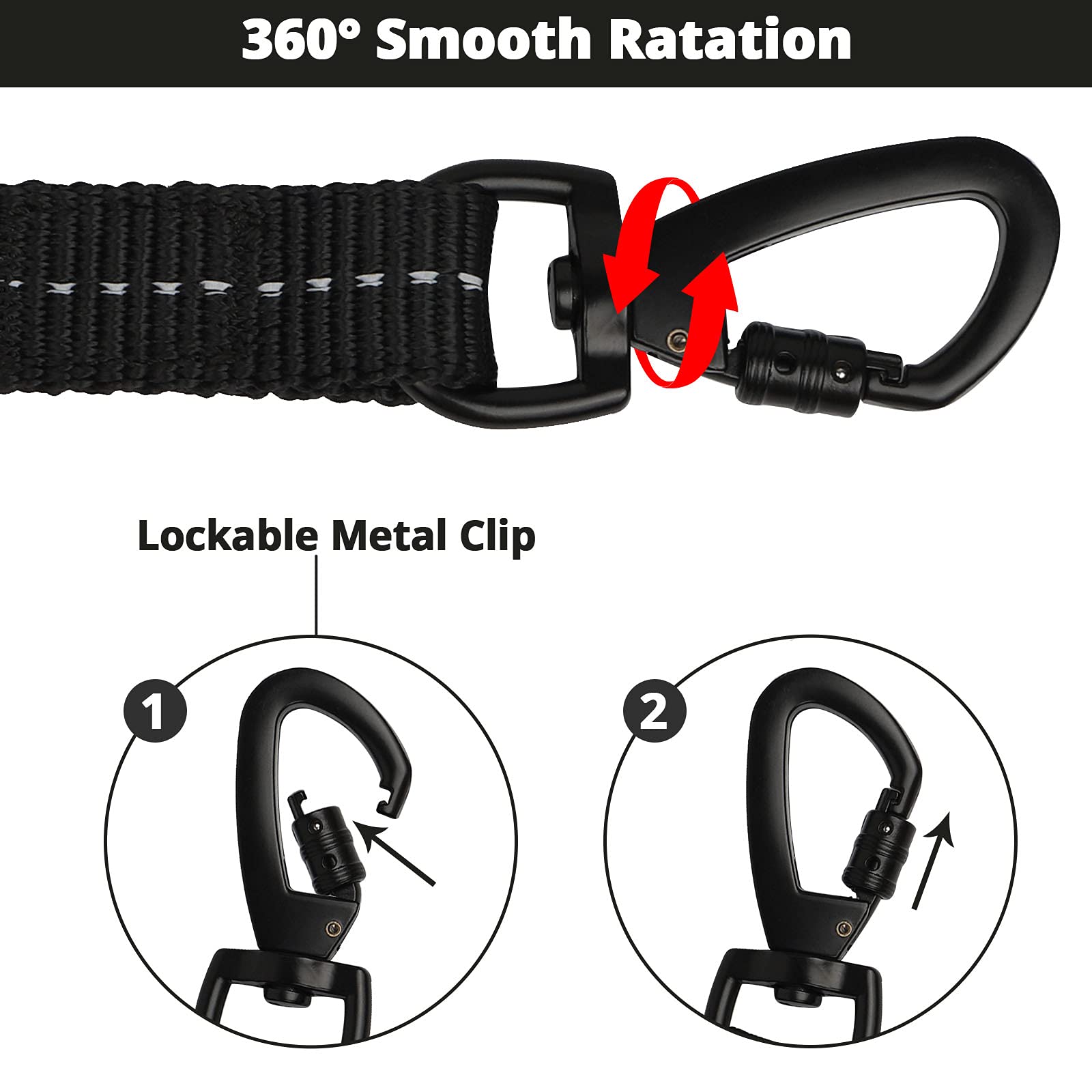 Long Dog Leash 80 FT: Heavy Duty Rope Leashes for Dogs Training with Swivel Lockable Hook Reflective Threads Bungee and Padded H