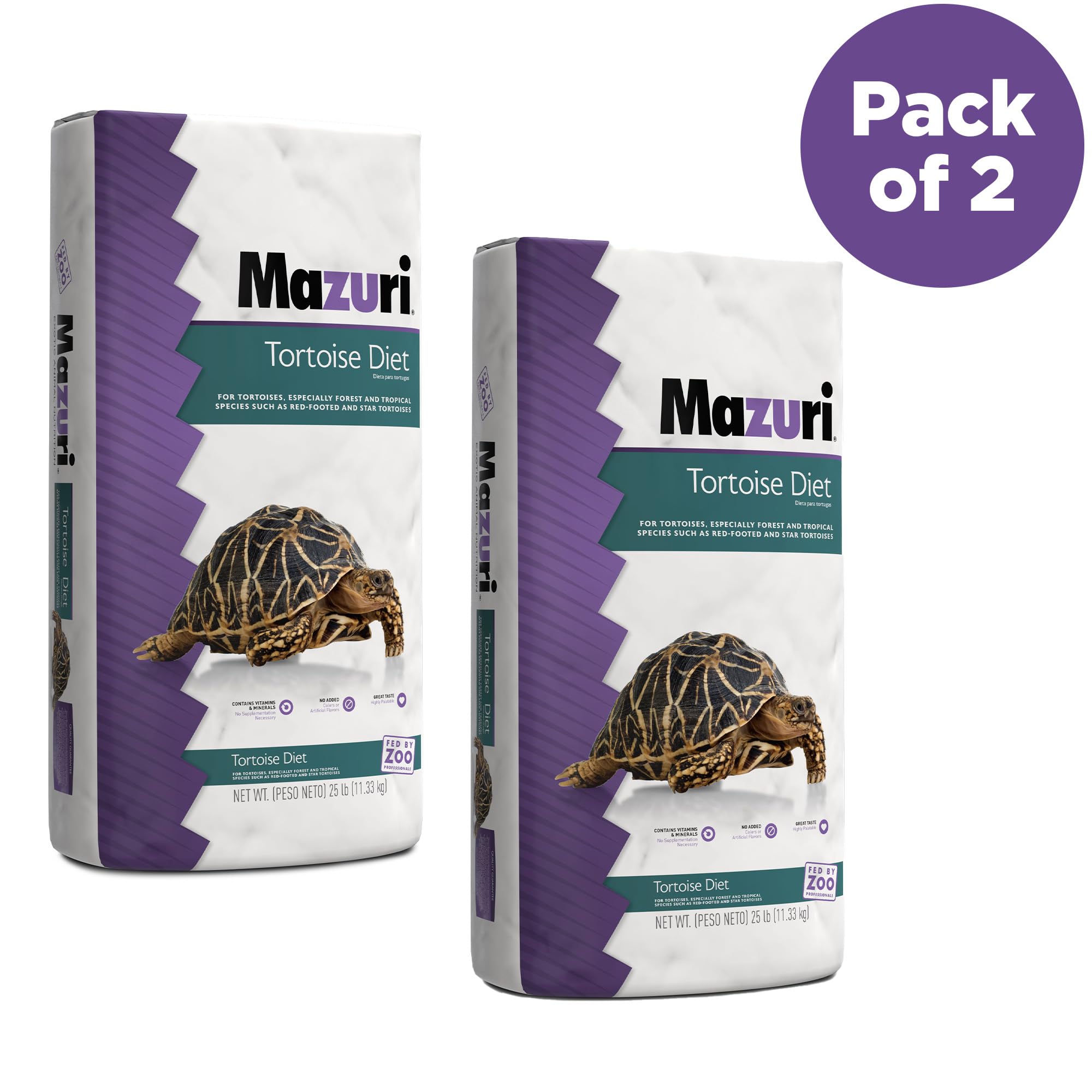 Mazuri | Tortoise Diet | 25 Pound (25 lb.) Bag - Pack of 2
