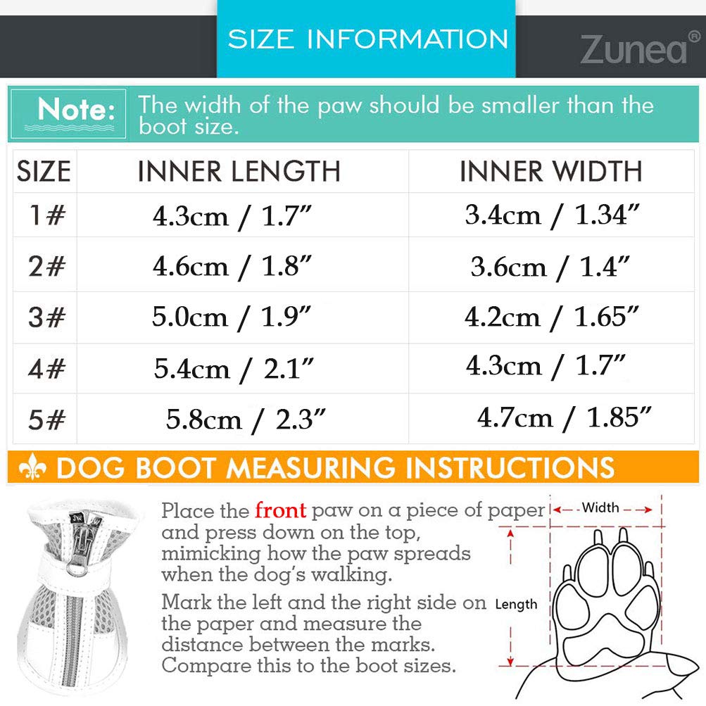 Zunea Small Dog Shoes For Hot Pavement Summer Breathable Mesh Boots Adjustable Non Slip Zipper Pet Dogs Booties White Pu Paw Protector Blue 5#