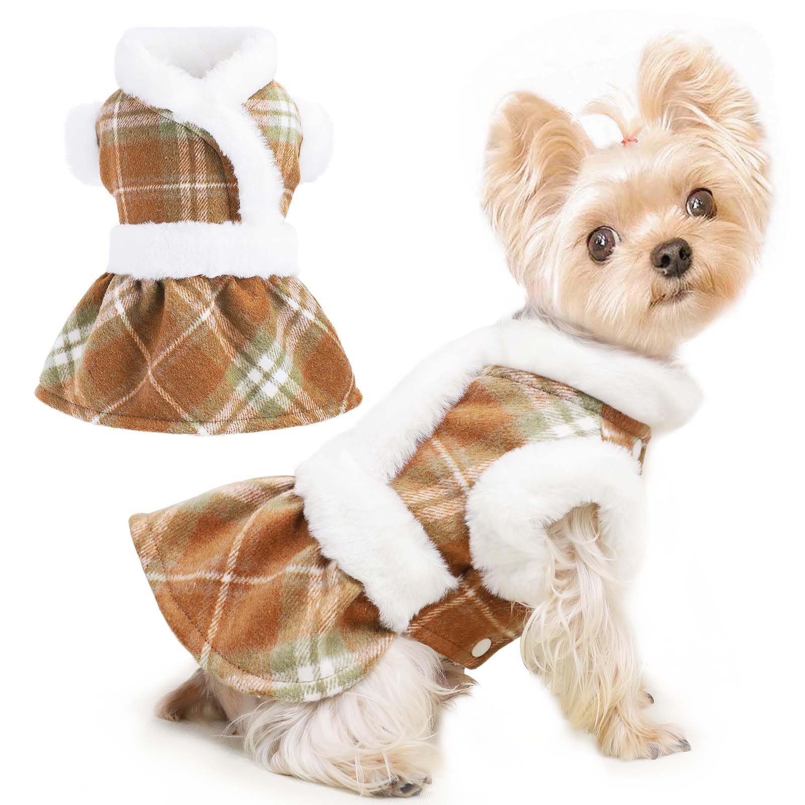 Autumn Dog Sweater With Fleece - Winter Clothes For Boys & Girls, Fits Small Dogs Like Chihuahua & Teacup Dogs - Cat Sweater Alt