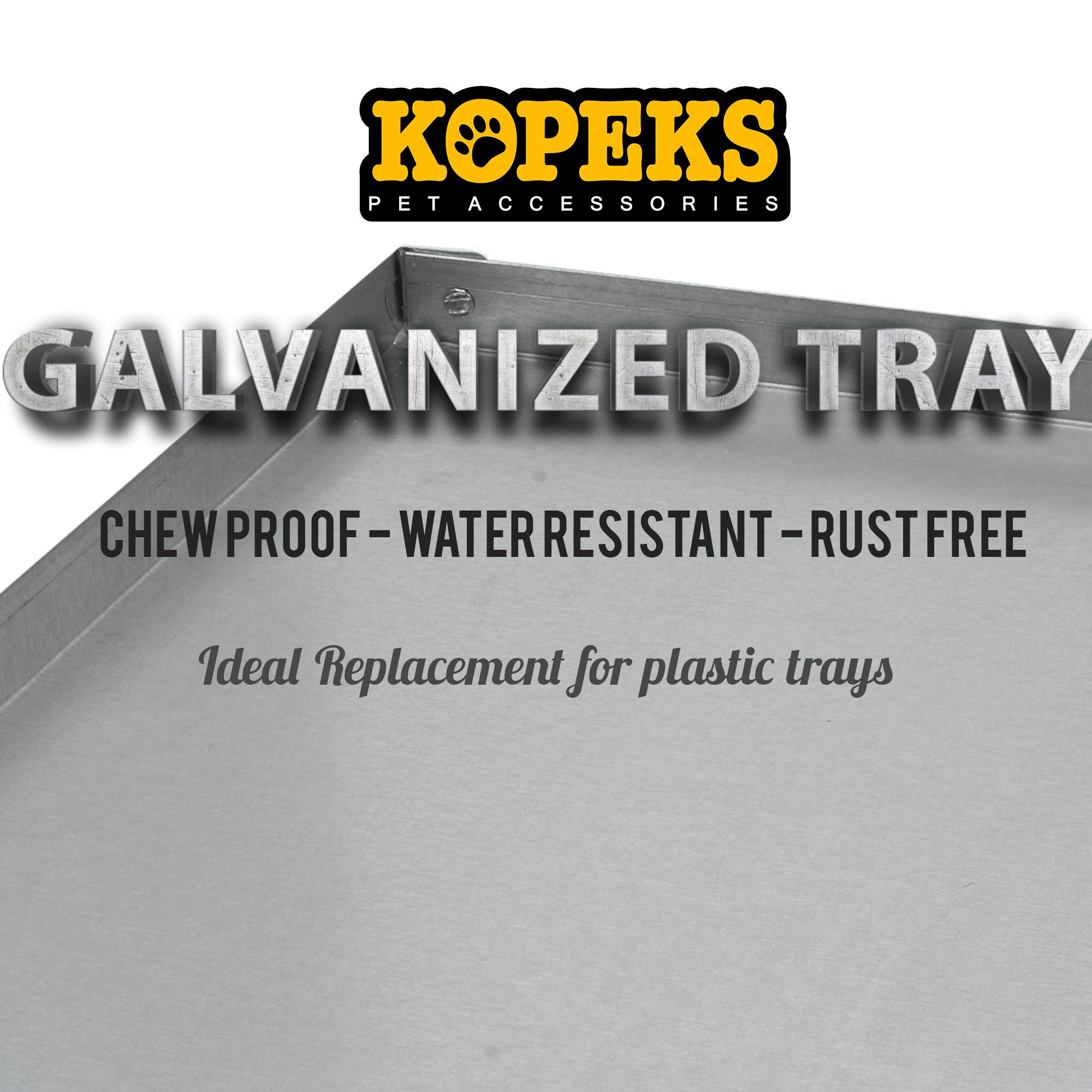 Kopeks Galvanized Metal Tray For Dog Crates, Pet Kennels, Restaurant Grease Traps, And Floor Protection With Leak And Rust Resis