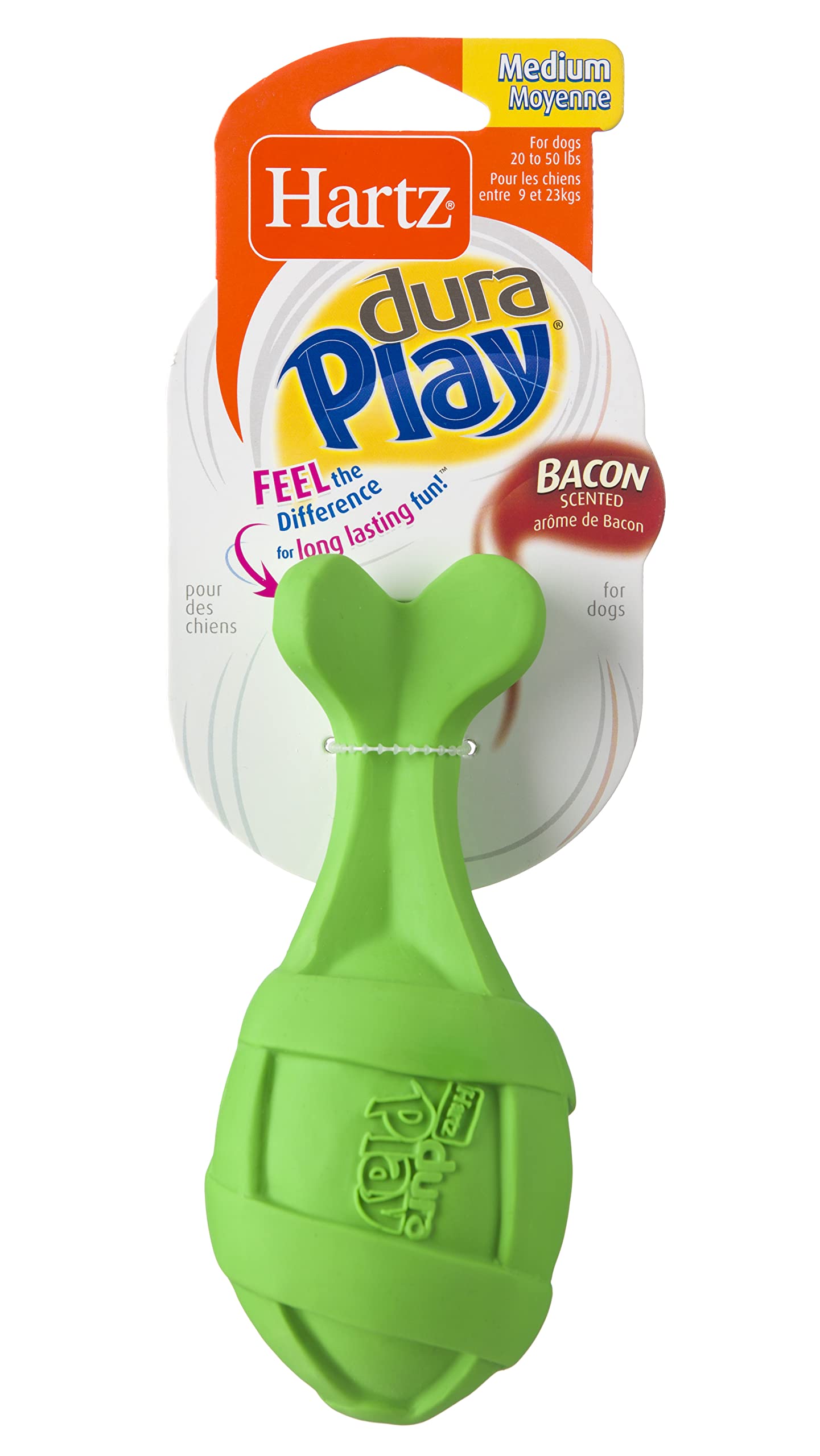 Hartz Dura Play Bacon Scented Rocket Dog Toy, Medium ( Colors May Vary ) (3 Pack)