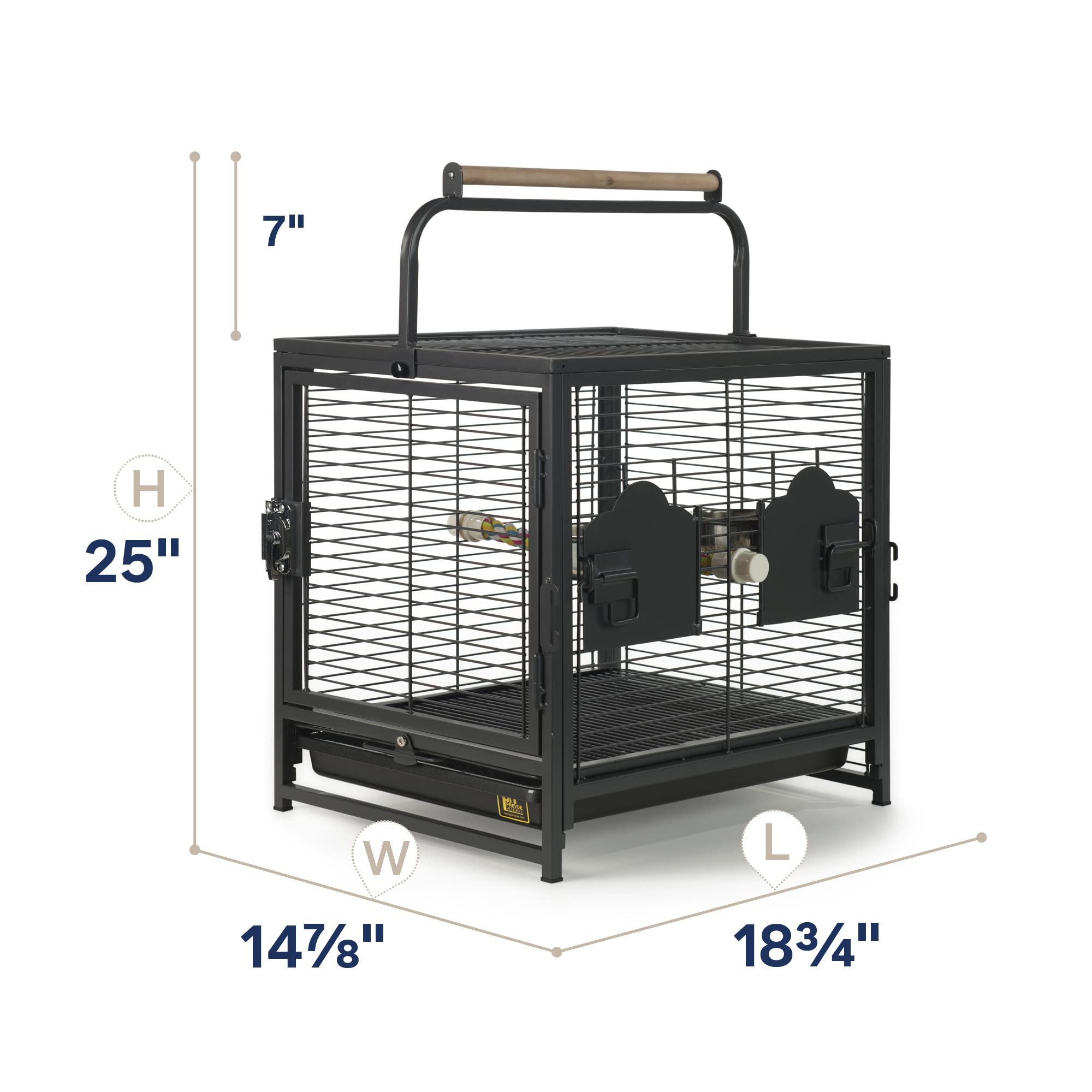 Prevue Pet Products Travel Carrier for Birds, Black 18.8L x 14.9W x 18.0H