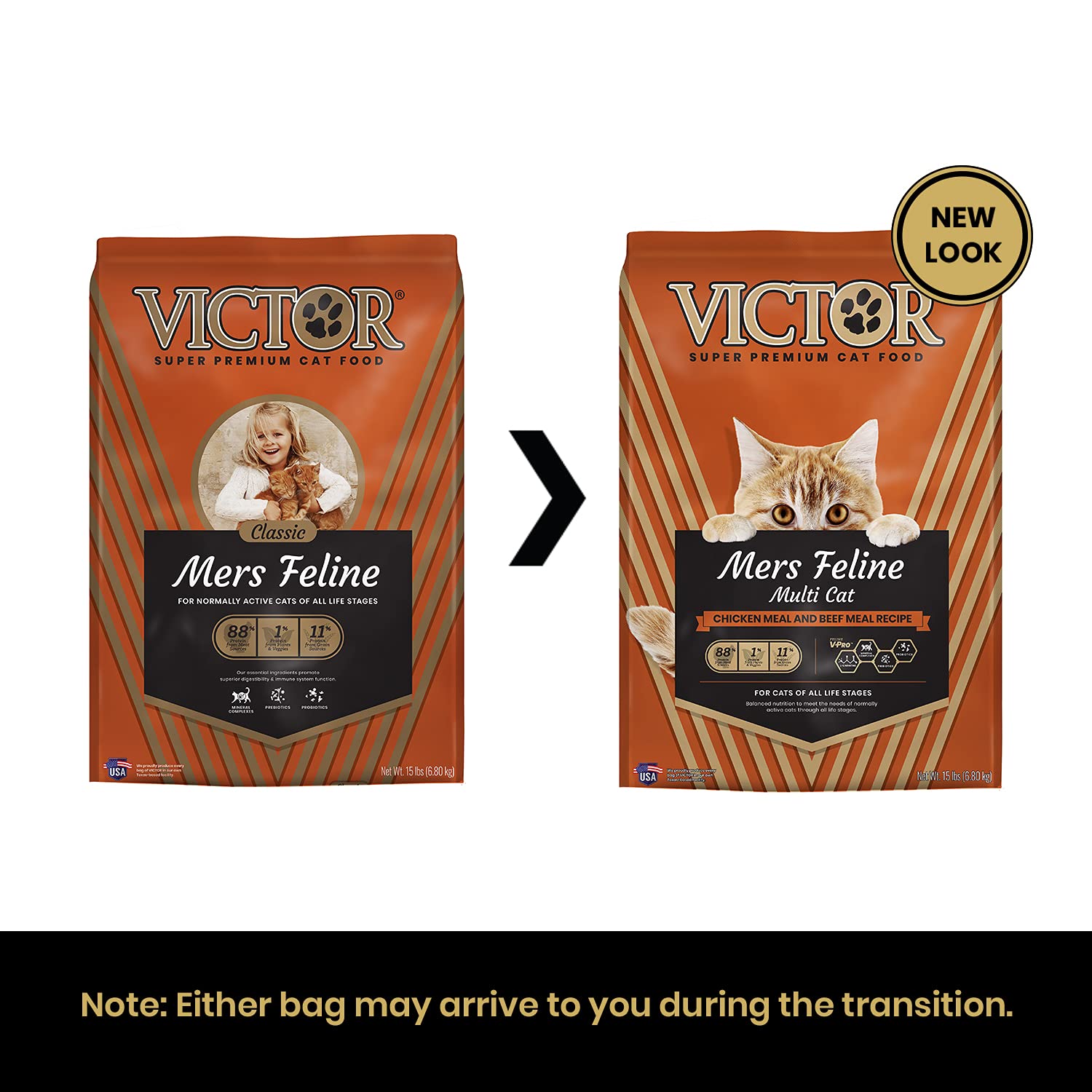 VICTOR Super Premium Dry Cat Food, High-Protein with Chicken & Beef, 5 lb, All Breeds & Life Stages, Brown