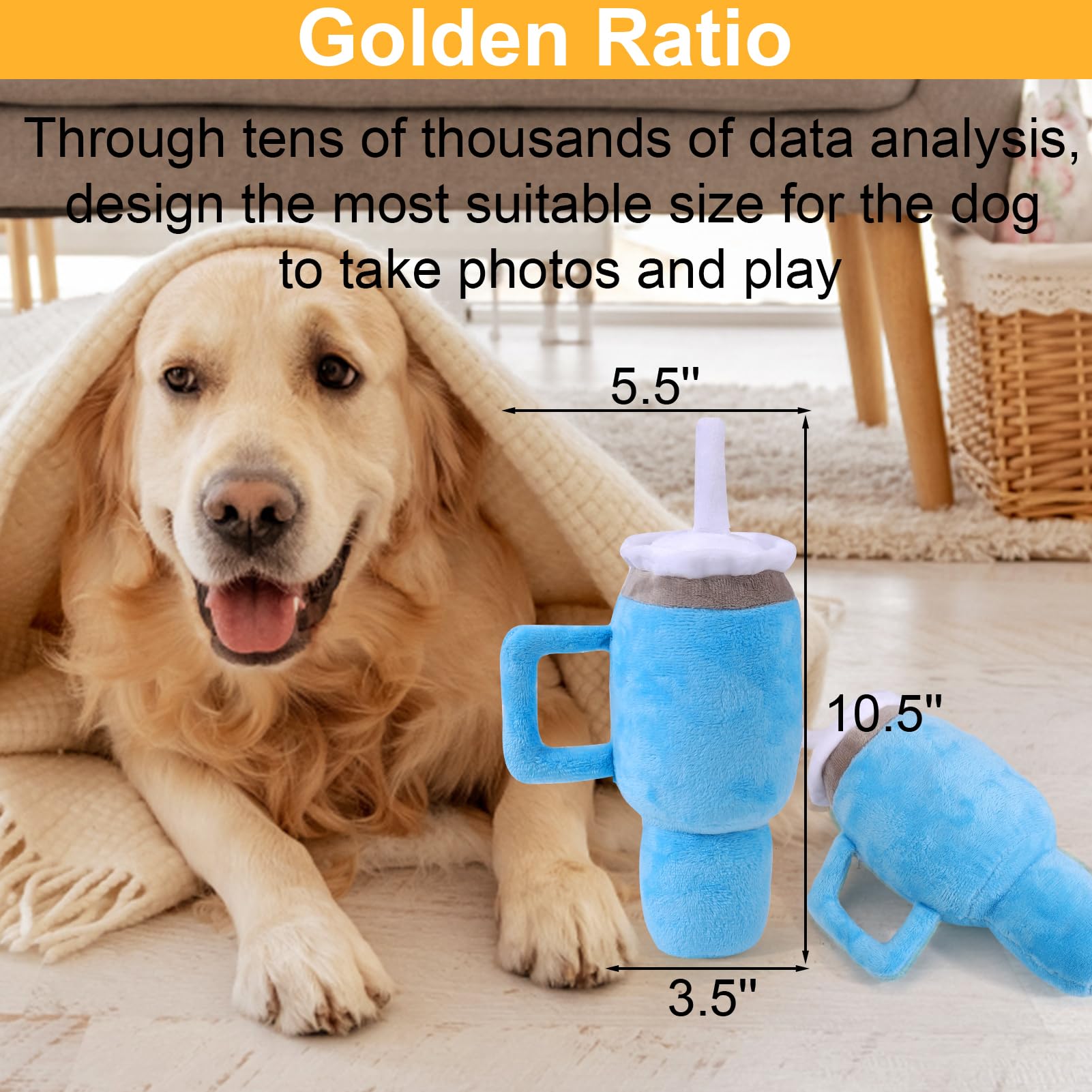 Mity rain Funny Tumbler with Handle Cup Dog Toys, Cute Squeaky Dog Toys Interactive Fluff and Tuff Dog Toys for Small Dogs/Large