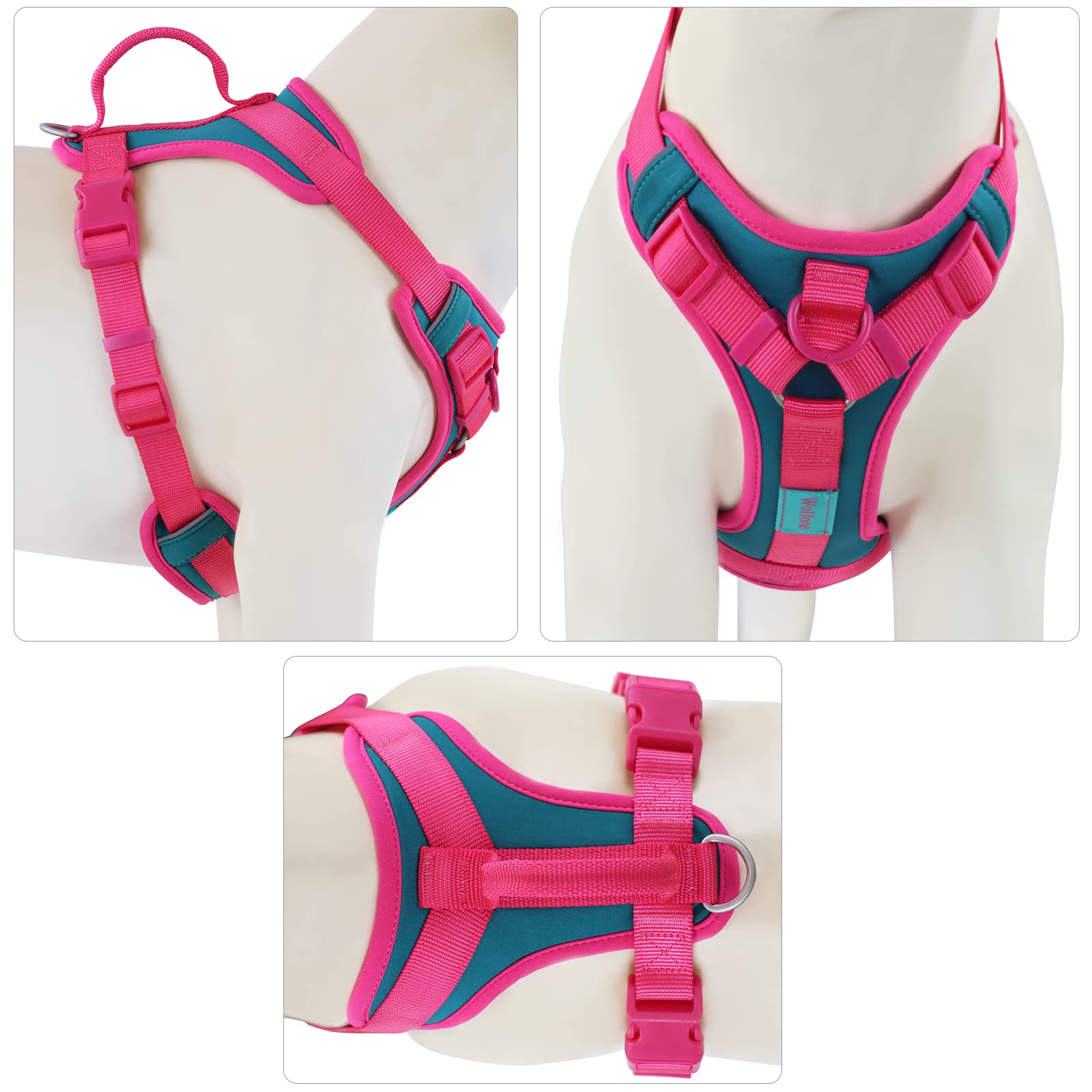 Wolfone No Pull Dog Harness Adjustable Soft Padded Pet Vest With Control Handle Adorable Daily Harness For Dogs(Viridian Green X