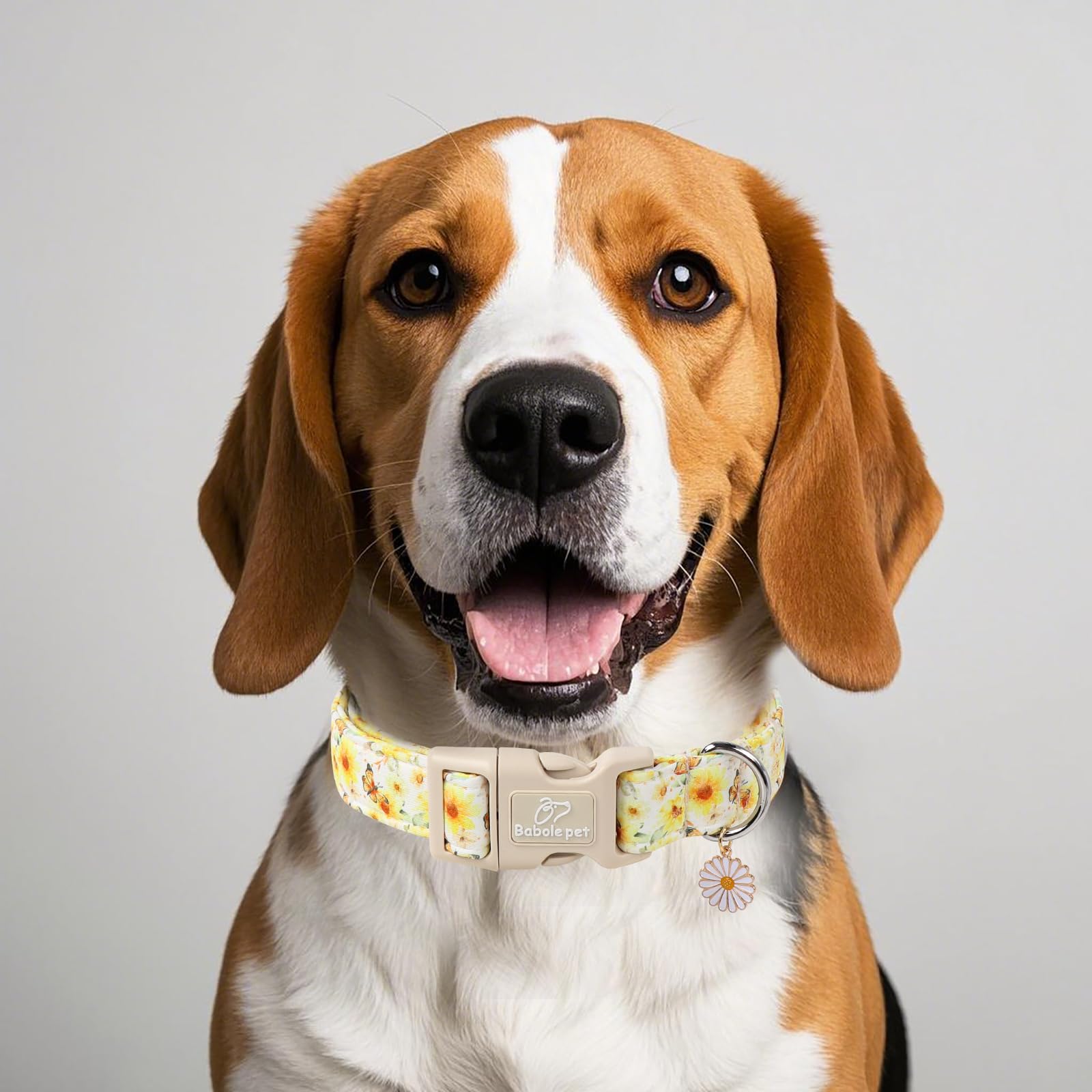 Babole Pet Adjustable Floral Dog Collar, Yellow Sunflower&Butterfly Dog Collars For Puppy & Tiny Dogs, Lightweight Quick-Release