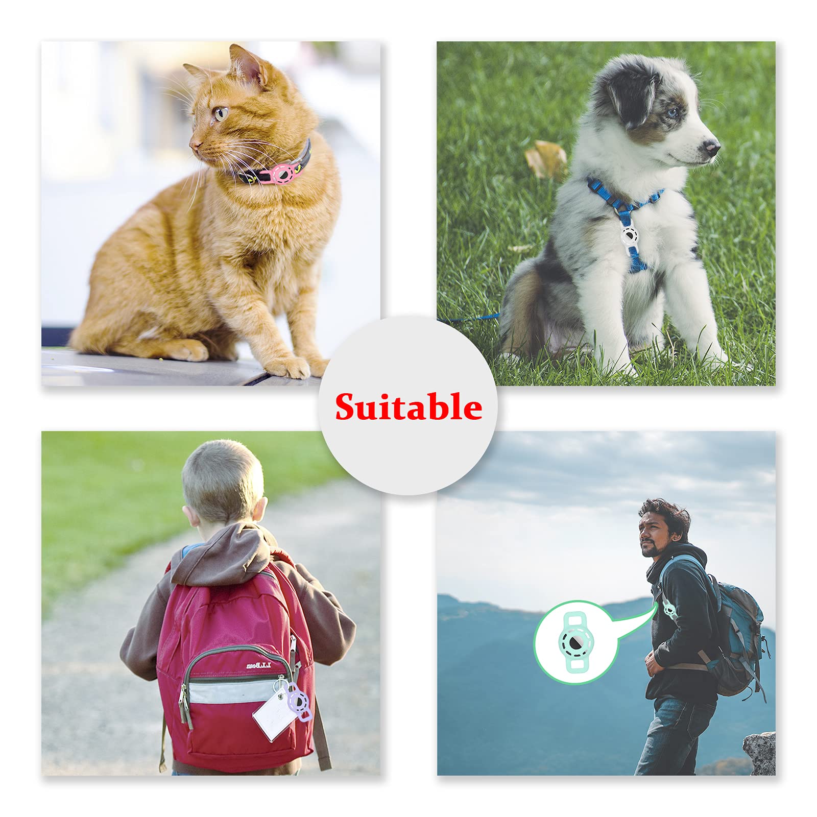 Air tag Cat Collar Holder for Apple Air Tag, 2 Pack of Pet Collar Holder for Cat and Small Dog Collar Within 1/2 inch and 2 Pack