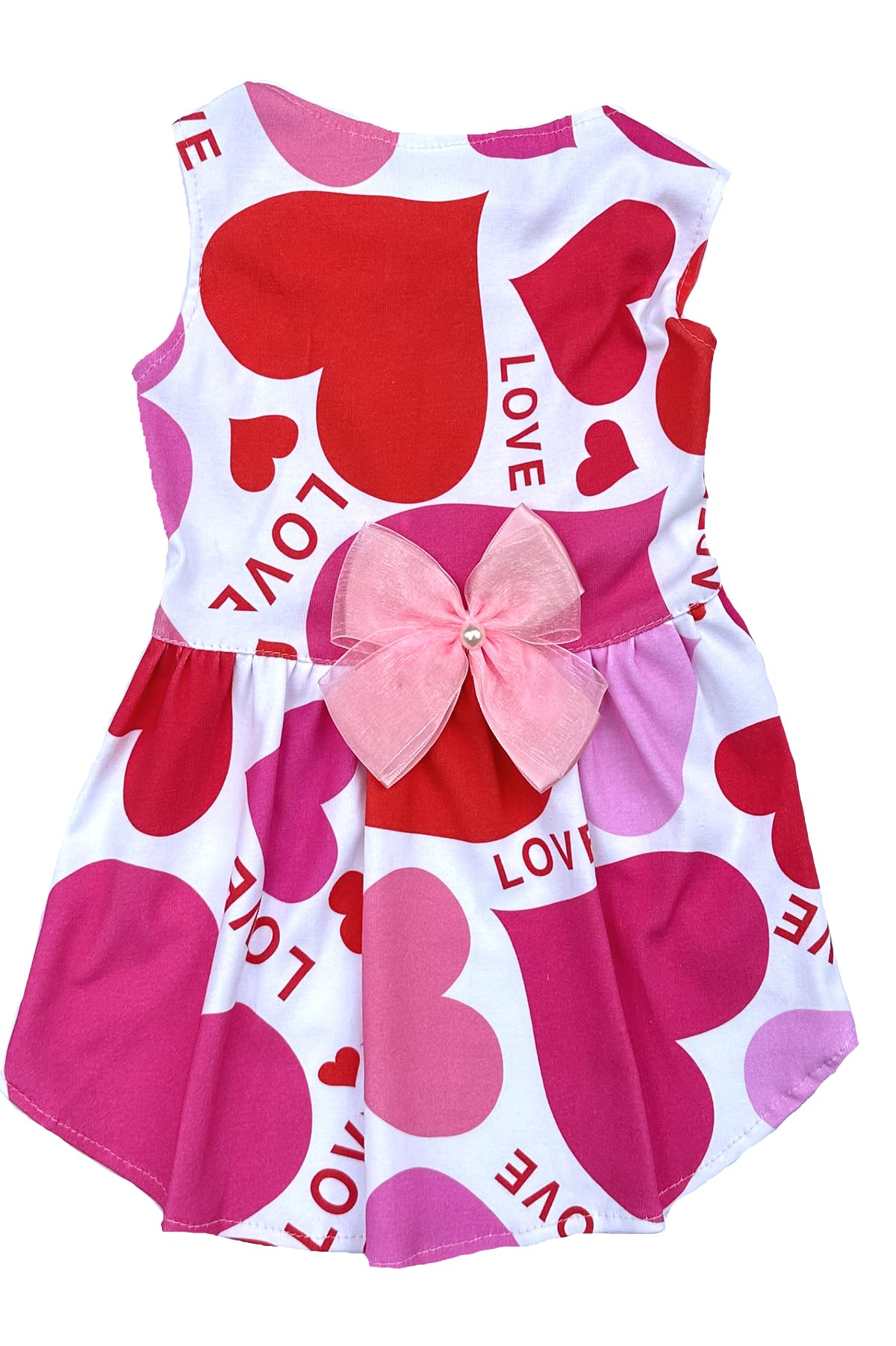 Mother'S Day Love Heart Valentines Day Dog Dress, Mom Dog Valentine Dresses Clothes For Dogs Girl, Large (L) Size