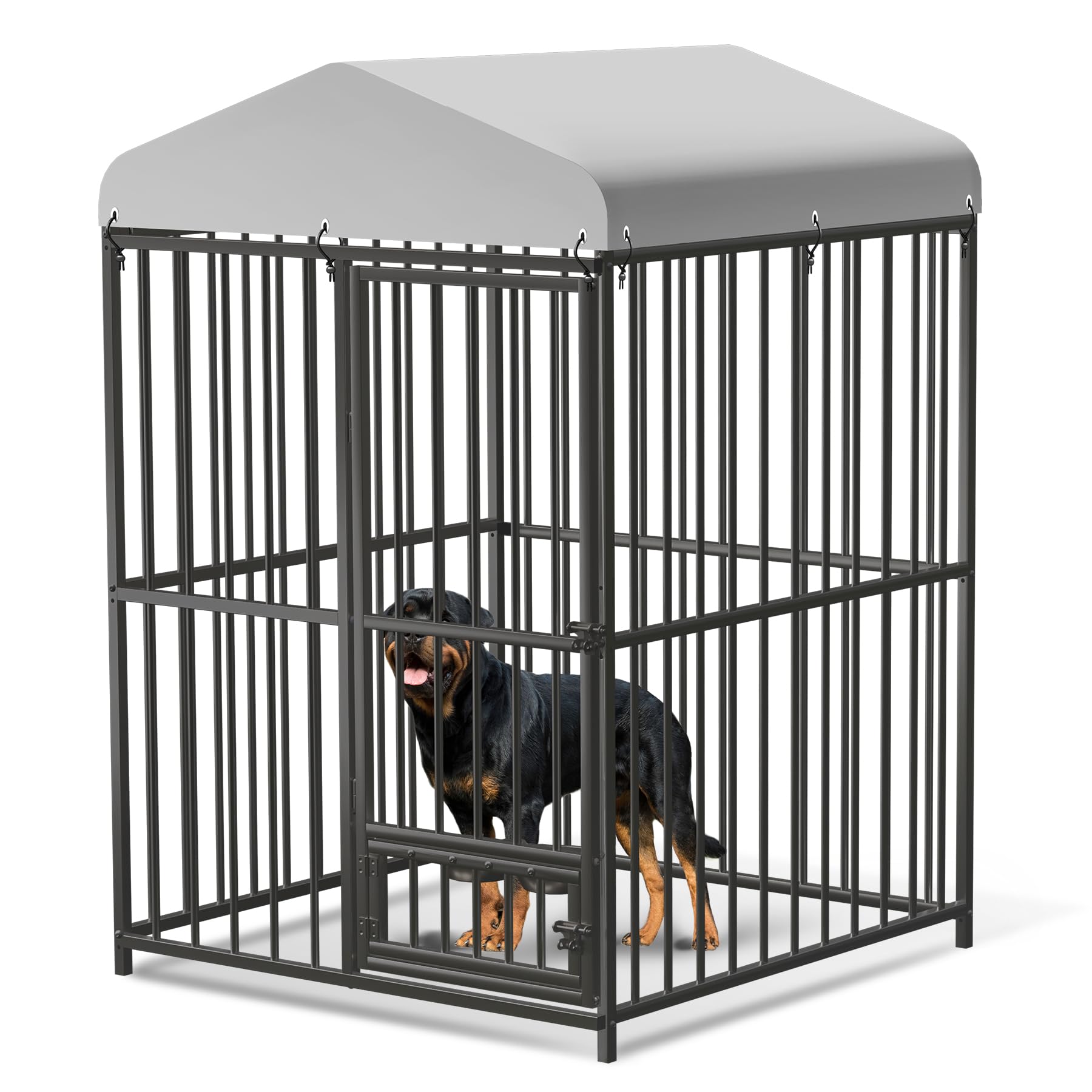 Large Dog Kennel Outside,8x4x6 FT Heavy-Duty Outdoor Cage with Roof and Lock,Covered Outside Kennel,for Medium and Large Dogs,Ea