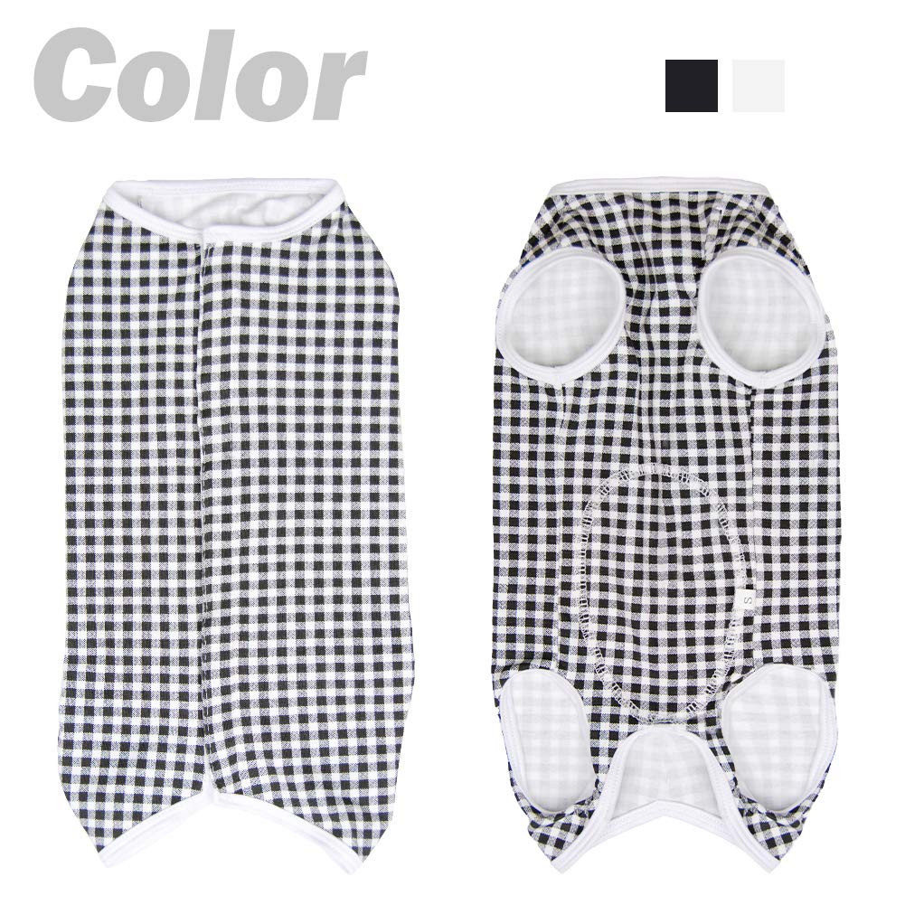 Dogs Recovery Suit Post Surgery Shirt For Puppy, Wound Protective Clothes For Little Animals(Black White Plaid-Xl)
