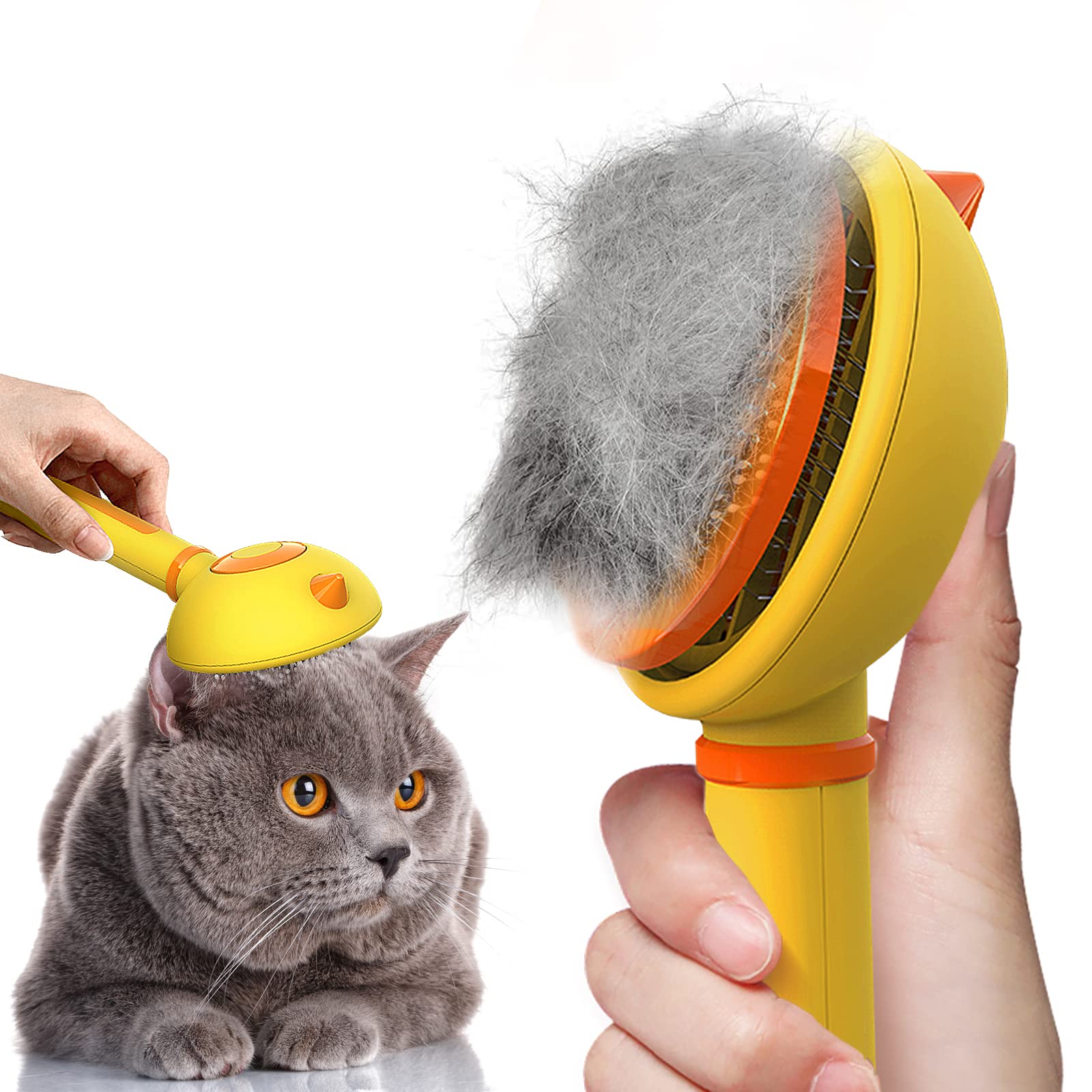 Cat Hair Brush With Release Button For Indoor Cats, Cat Grooming Brush For Long Or Short Hair Dogs, Cat Combs For Pet Massage Se