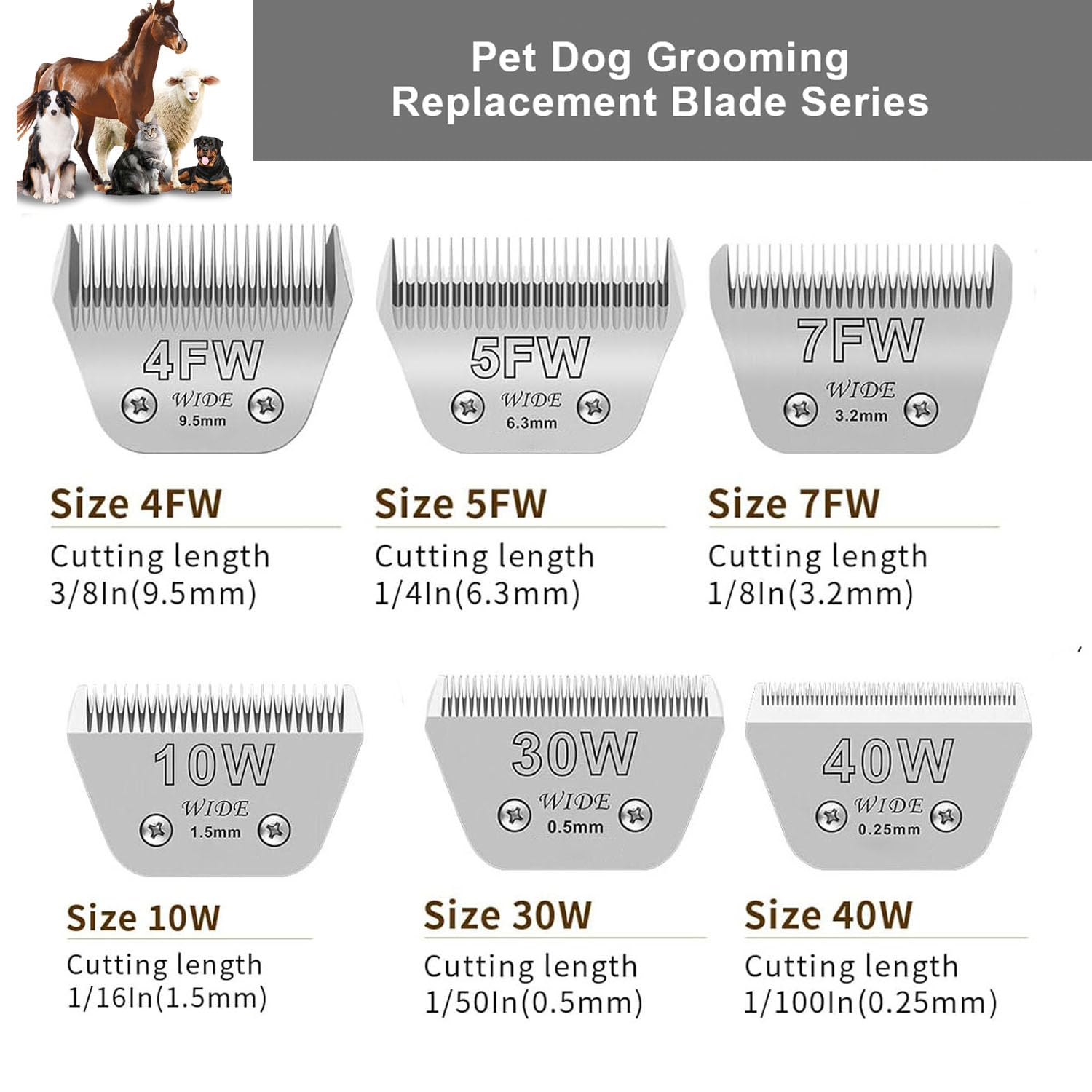 2Pcs 10W Wide Blades For Dog Grooming Blades Compatible With Andis,Oster A5,Wahl Km10 Dog Clippers, Detachable Dog Clipper Blade