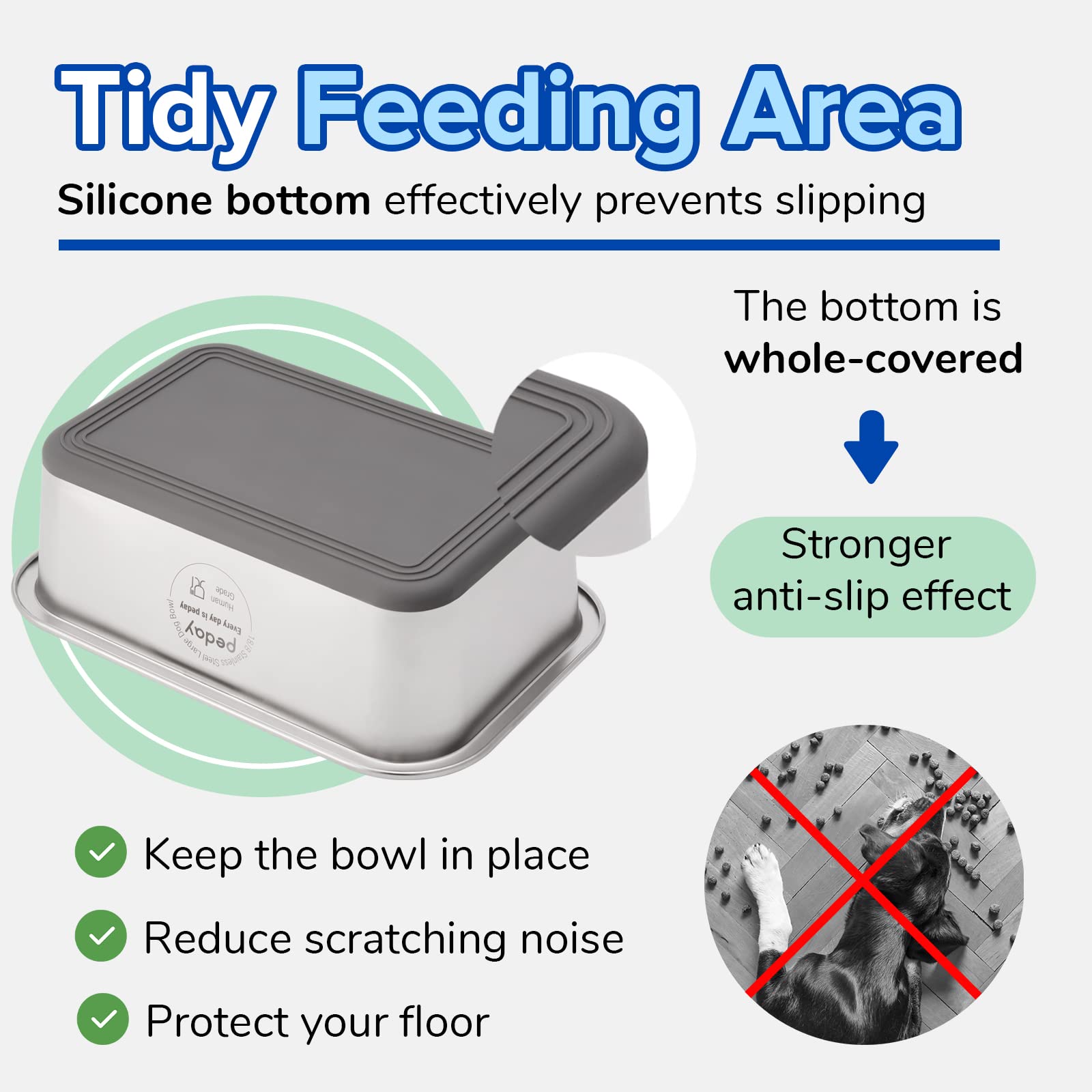 PEDAY 2.64 Gallon Dog Water Bowl with Nonslip Bottom, Human Grade, 18/8 Stainless Steel