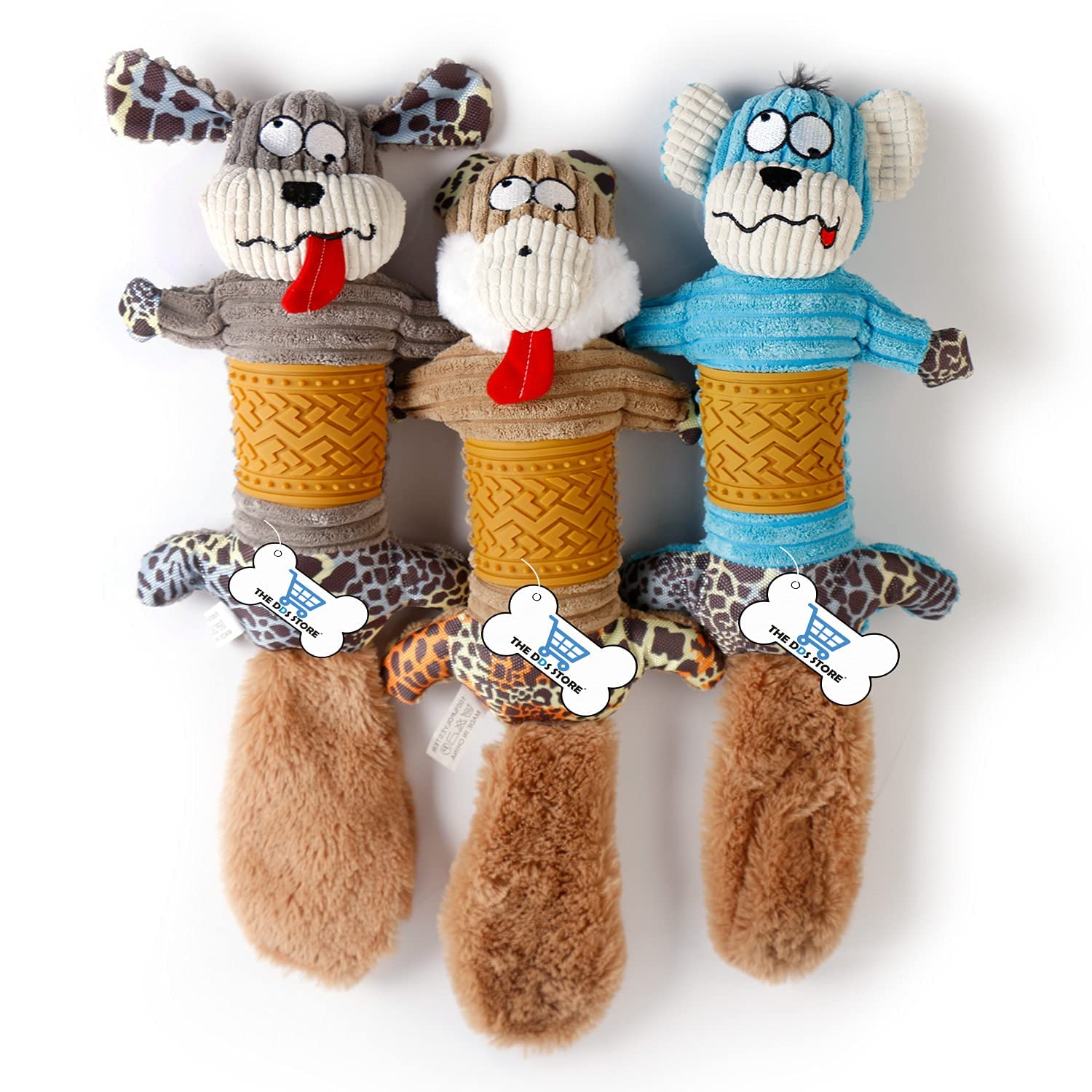 The Dds Store Stuffed Pet Durable Training Biting Toy Squeaky Chew Puzzle Dog Toys Plush Dog Chew Toy (Brown)