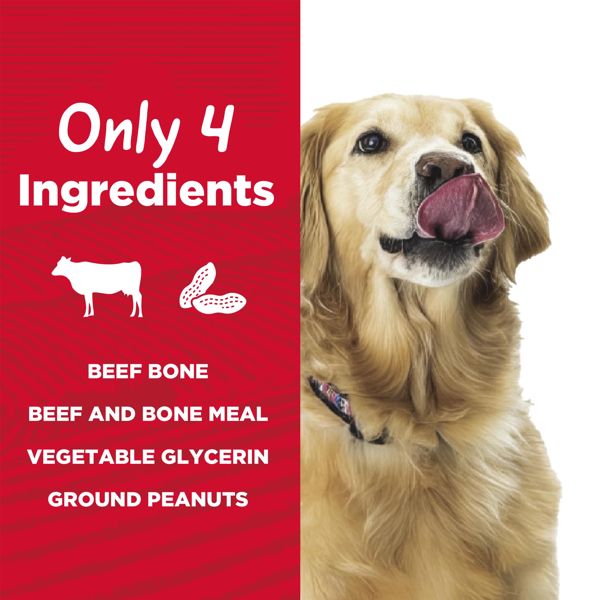 Country Kitchen Stuffed Shin Bone Peanut Butter Flavor Dog Treat, 100% Natural, Long Lasting, 2 Small Bones, 3-4 Inches