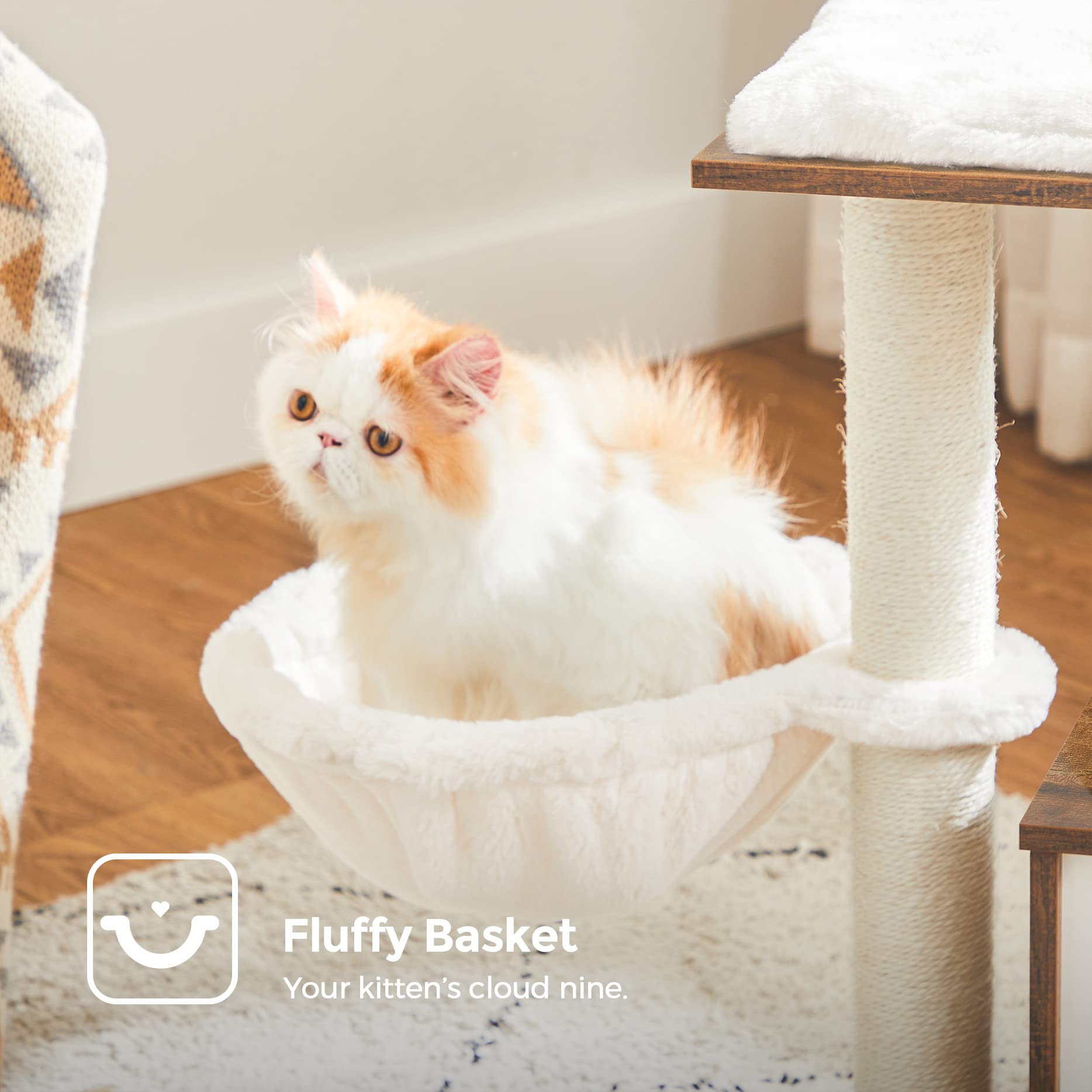 FEANDREA WoodyWonders Small Cat Tree for Kittens, Modern Cat Tower for Indoor Cats, Cat Condo with Scratching Posts, Removable W