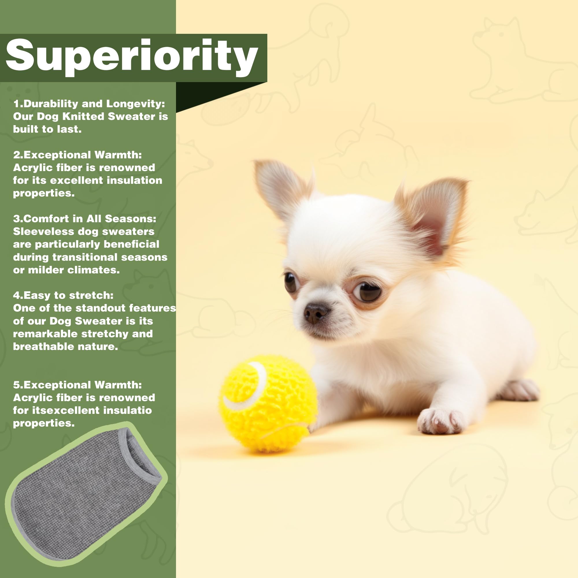 Cozy And Functional Dog Shirts For Small Puppies: Stretchable Gray Attire With Easy-On Design, Ideal For Chihuahuas And Yorkies