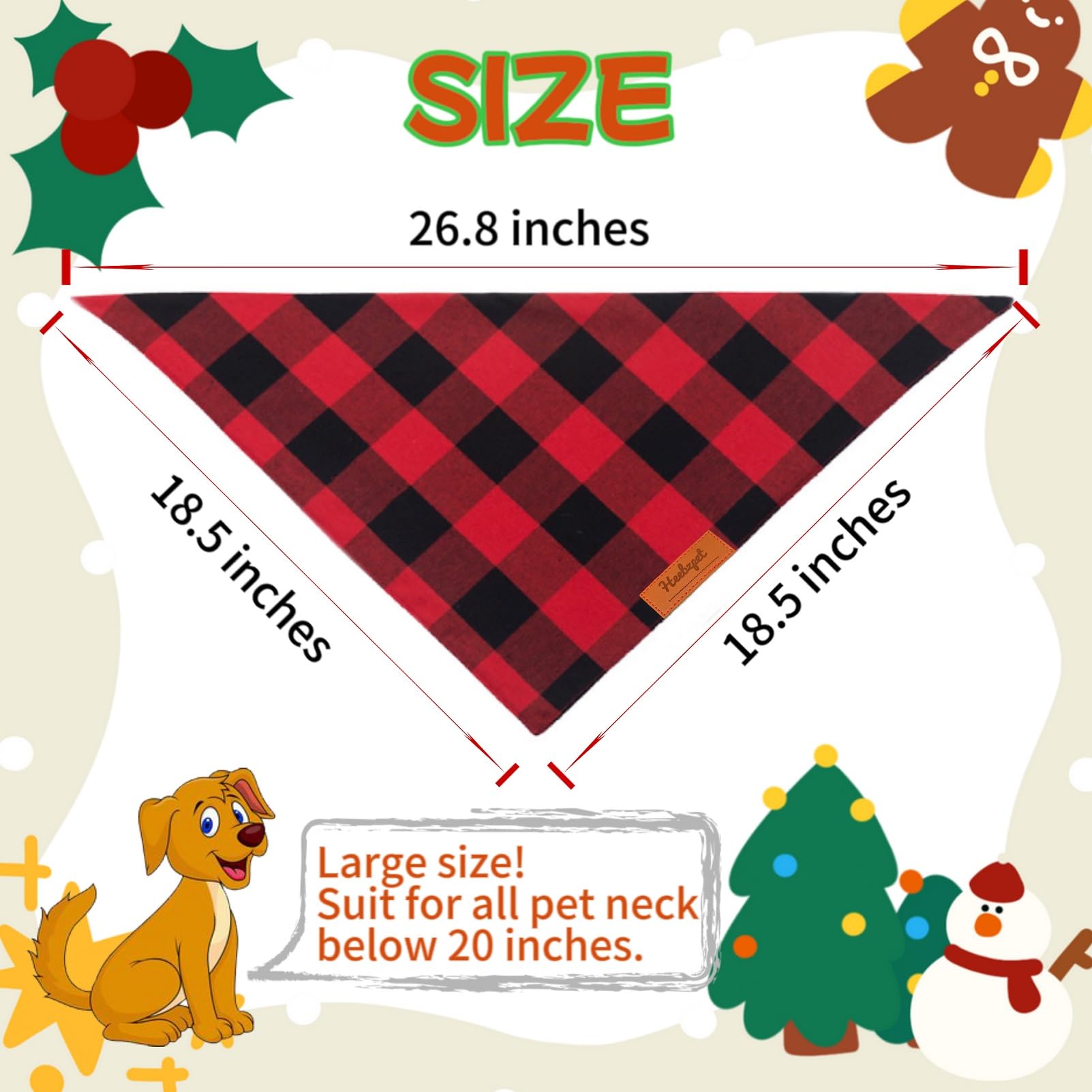 Buffalo Plaid Dog Bandanas 1Pack,Red Plaid Dog Bandanas Scarf Triangle Bibs Kerchief Flannel Premium Thicken Cotton Holiday Bandana Accessories For Small Medium Large Dogs And Cats