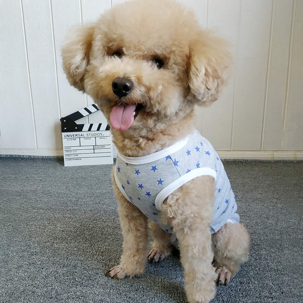 Kukaster Pet Dog’S Recovery Suit Post Surgery Shirt For Puppy, Wound Protective Clothes For Little Animals(Grey Stars-Xl)
