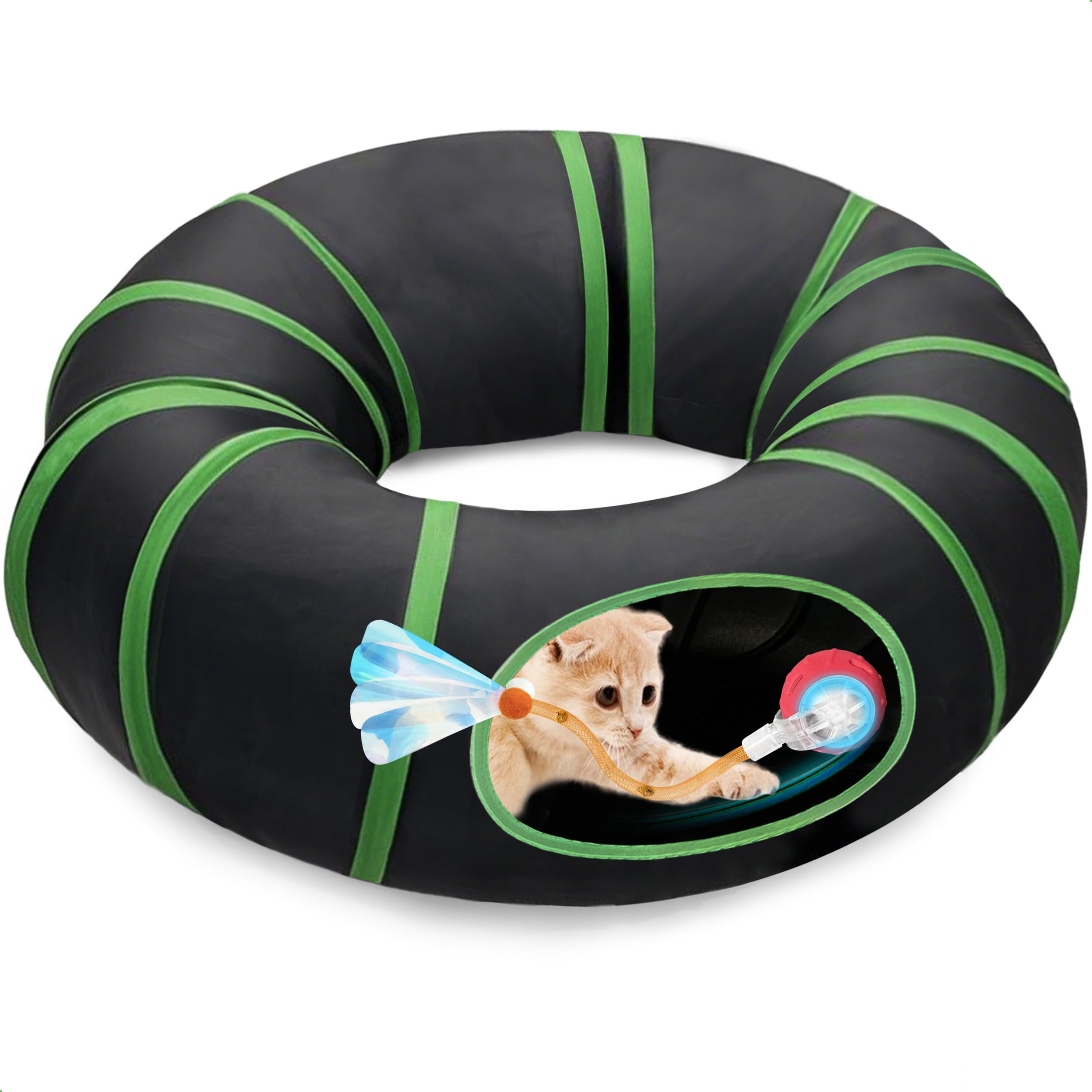 metiya Interactive Cat Toys Tunnel- DIY Enrichment Tunnel for Indoor Cats & Kittens, Hide & Seek Puzzle Play Tunel, Customizable