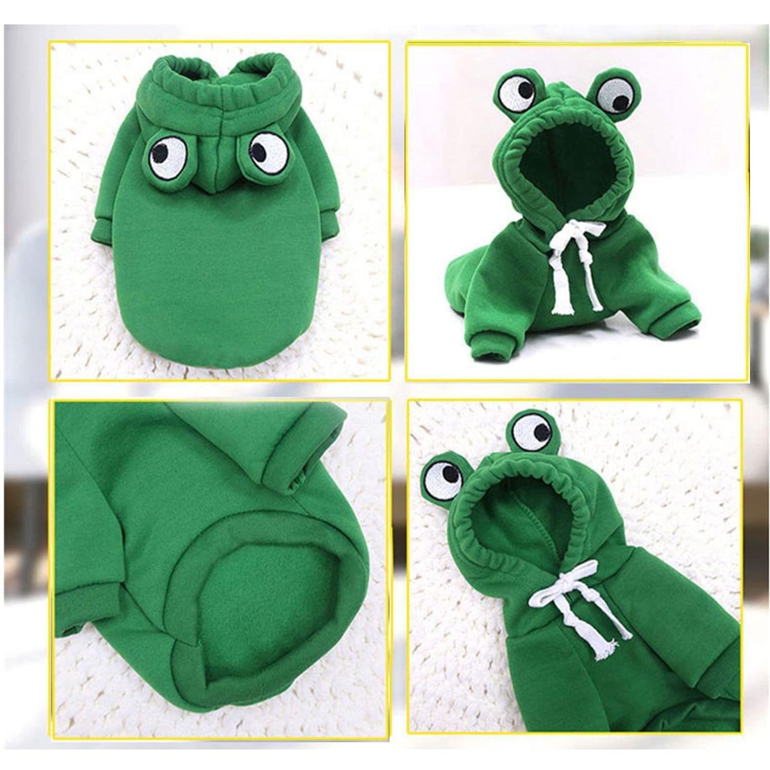 Dog Hoodie Basic Sweater Coat Cute - Frog Shape Warm Jacket Pet Cold Weather Clothes Outfit Outerwear For Cats Puppy Small Mediu
