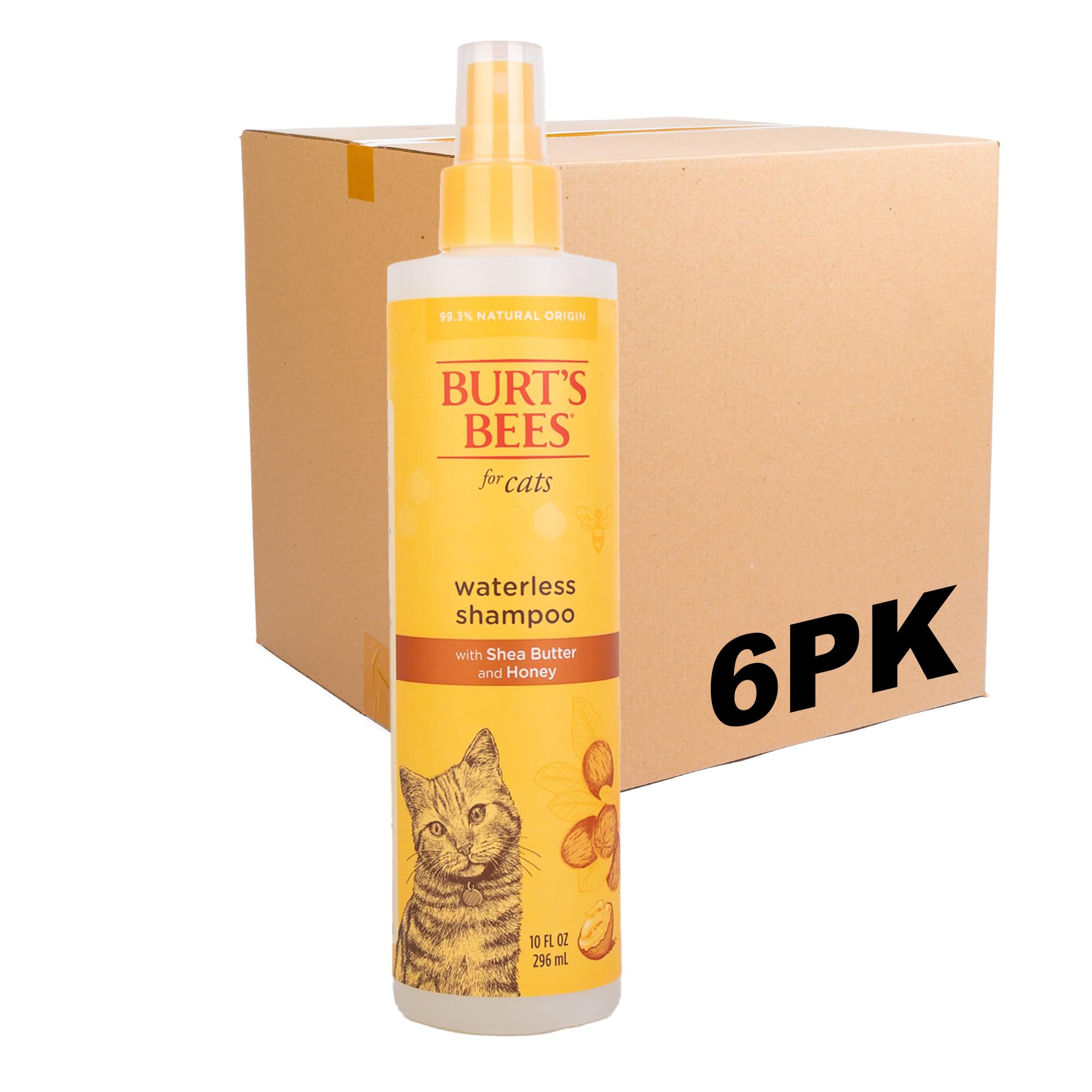 Burt'S Bees For Cats Waterless Shampoo With Apple & Honey | Dry Shampoo For Cats | Waterless Cat Shampoo Spray | Cruelty Free, Sulfate & Paraben Free, Ph Balanced For Cats, 10 Oz- 6 Pack