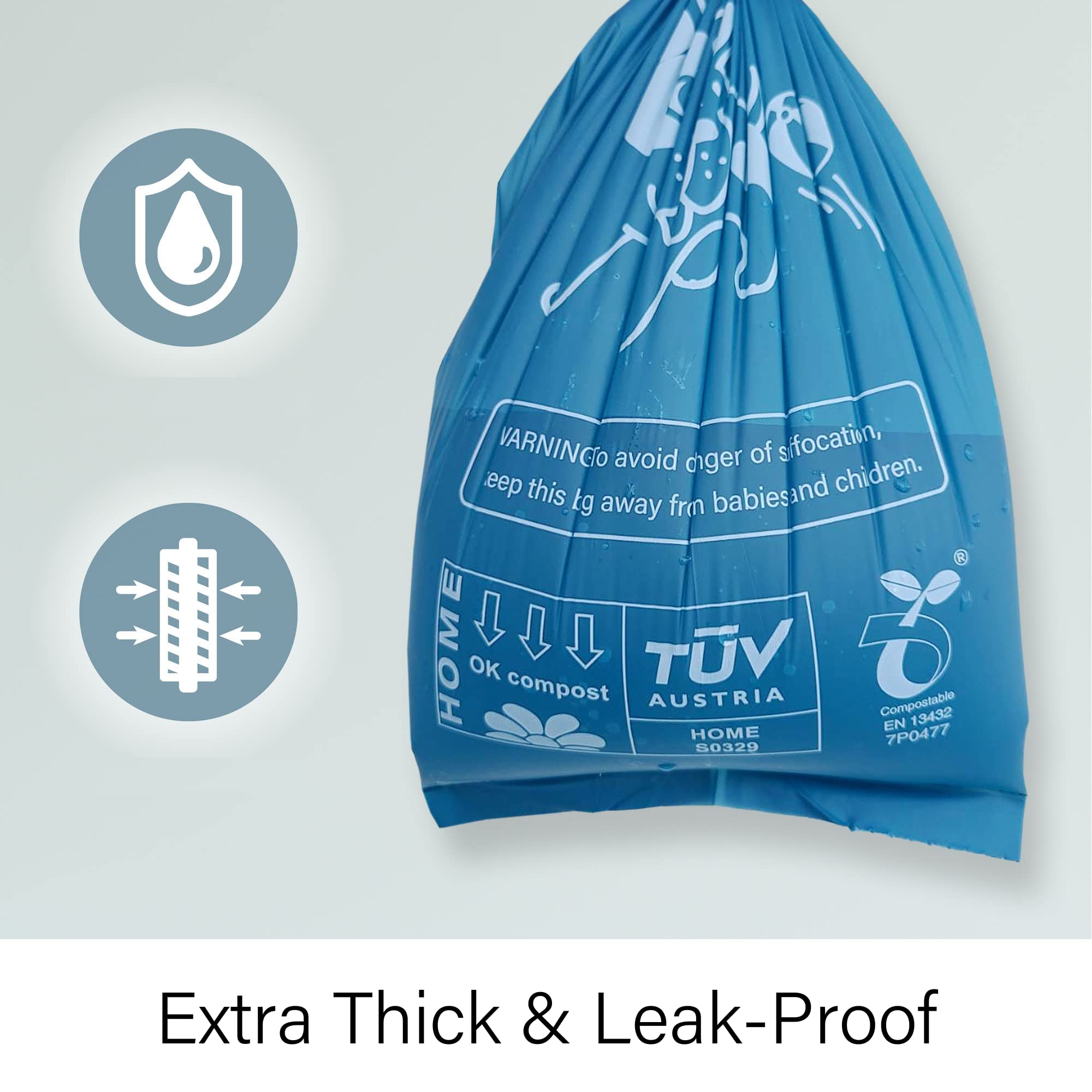 Heart of Tafiti Dog Poop Bags - Certified Compostable, Extra Thick & Leak Proof, 252 Count, Blue, Model HT-dogwastebags-HB25R250