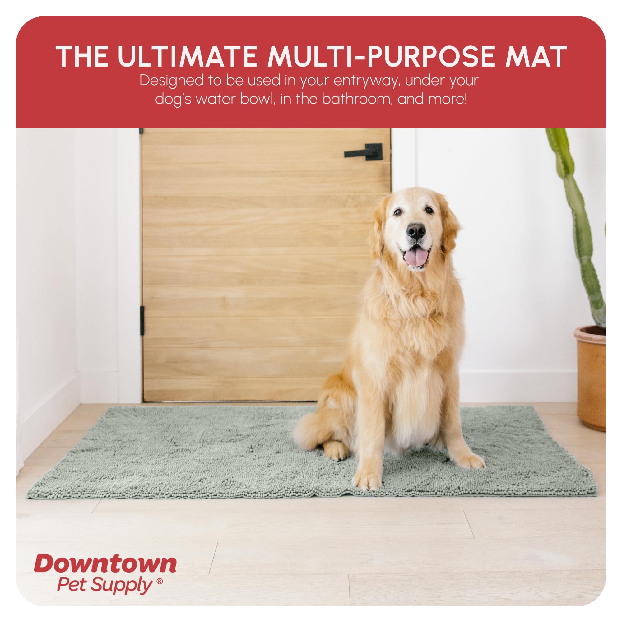 My Doggy Place Microfiber Dog Mat for Muddy Paws, 60 x 36 Light Grey - Non-Slip, Absorbent and Quick-Drying Dog Paw Cleaning Mat