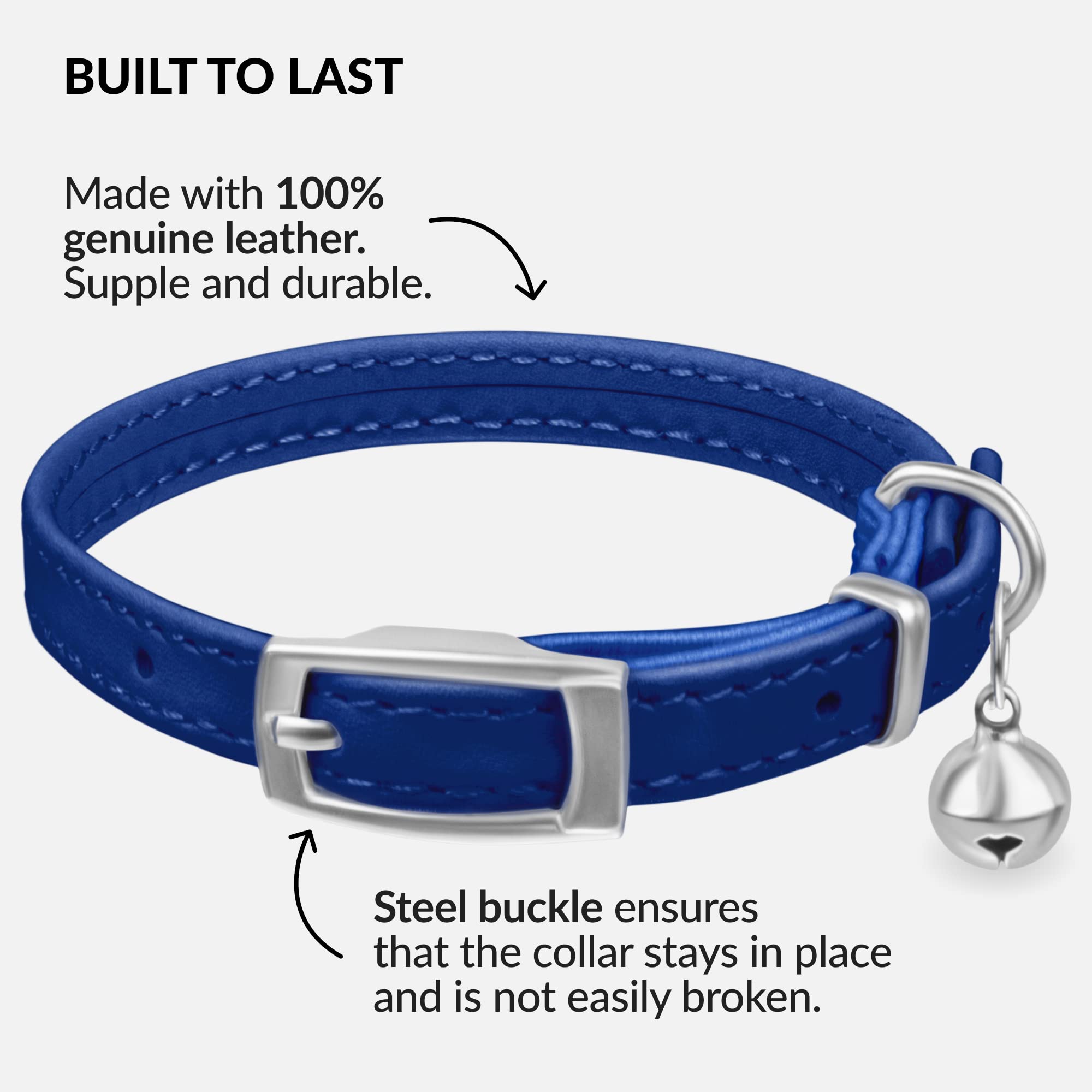 Collardirect Leather Cat Collar With Bell - Kitten Collar, Small And Big Cat Collar For Boy Cats, Girl Cats With Safety Elastic