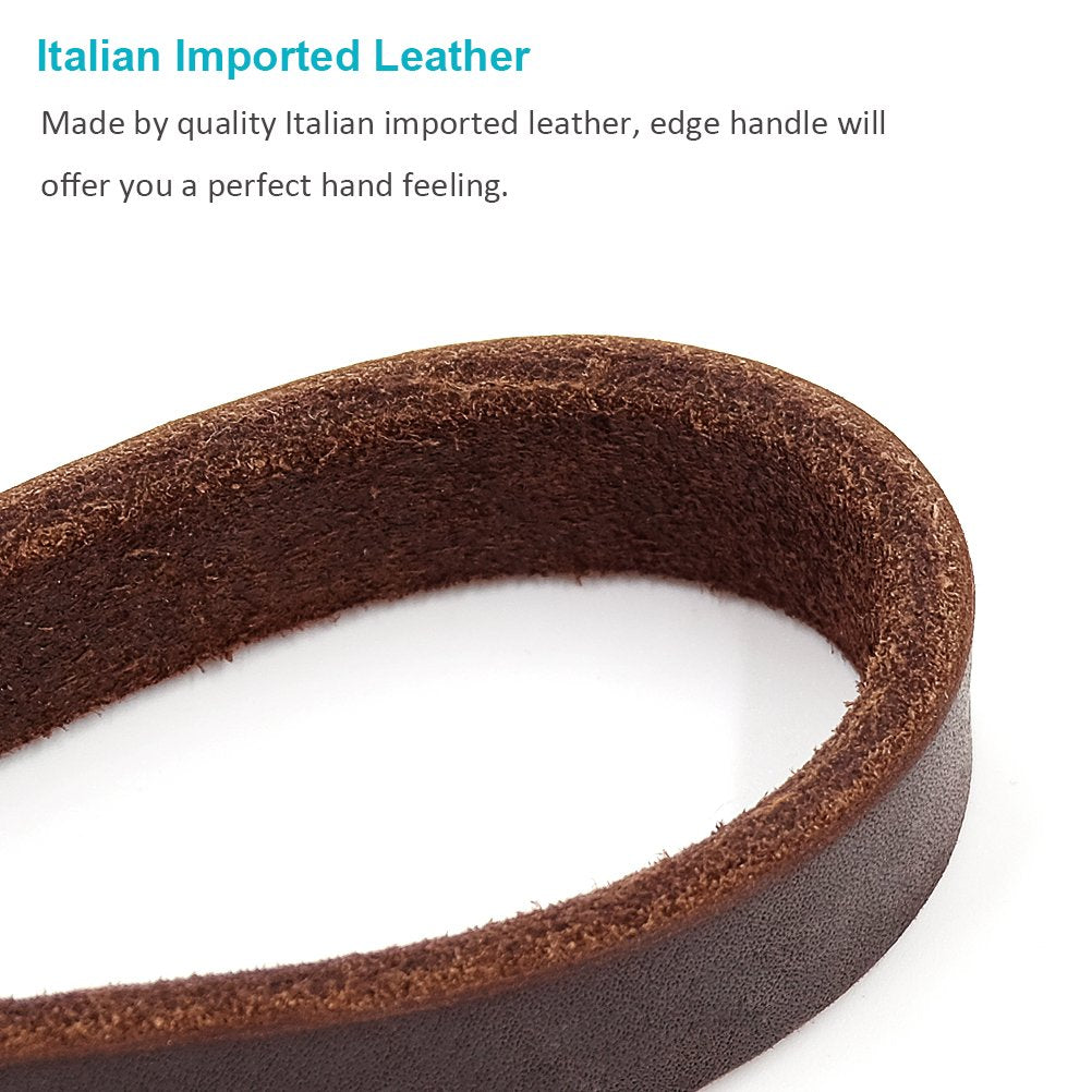 Fairwin Leather Short Dog Leash 16' - Short Dog Traffic Lead Leash For Large Dogs Training And Walking(3/4' X 16', Brown)