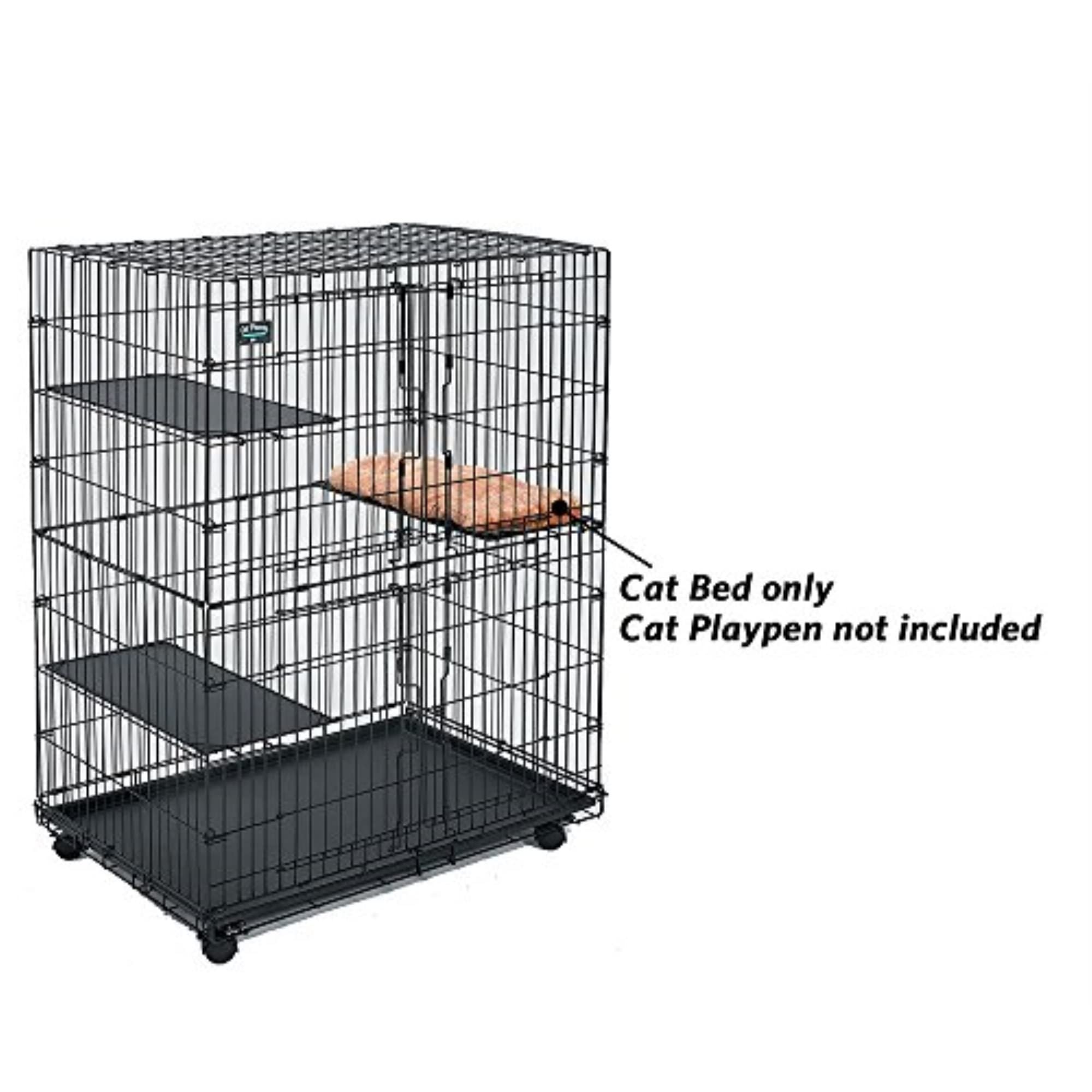 MidWest Homes for Pets Plush Cat Bed, Fits MidWest Cat Playpen Model 130, Machine Washable, Small, Camel