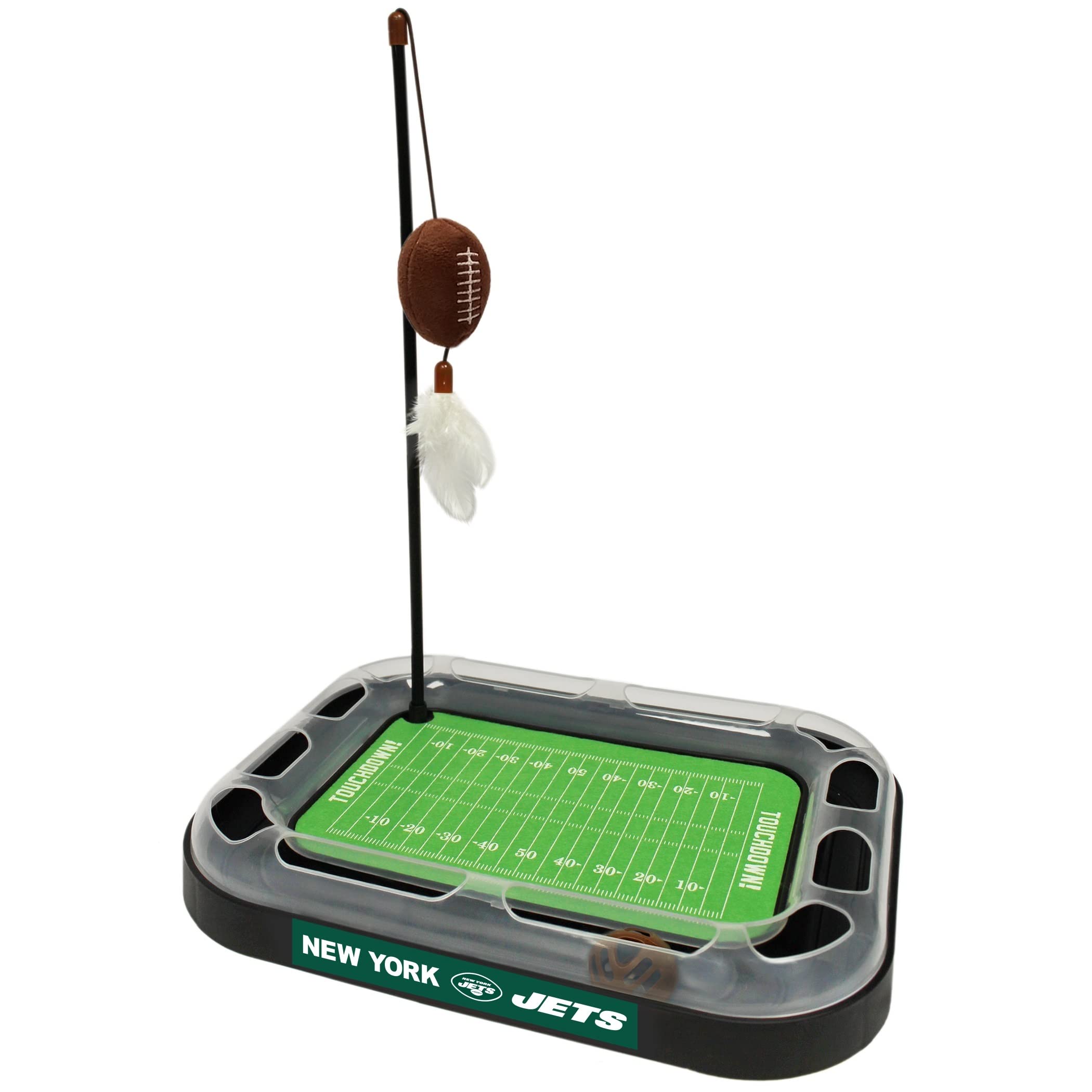 Pets First Cat Scratching Pets First New York Jets Football Field CAT Scratcher Toy with Catnip, Cat Chasing 5-in-1 Kitty Toy, m