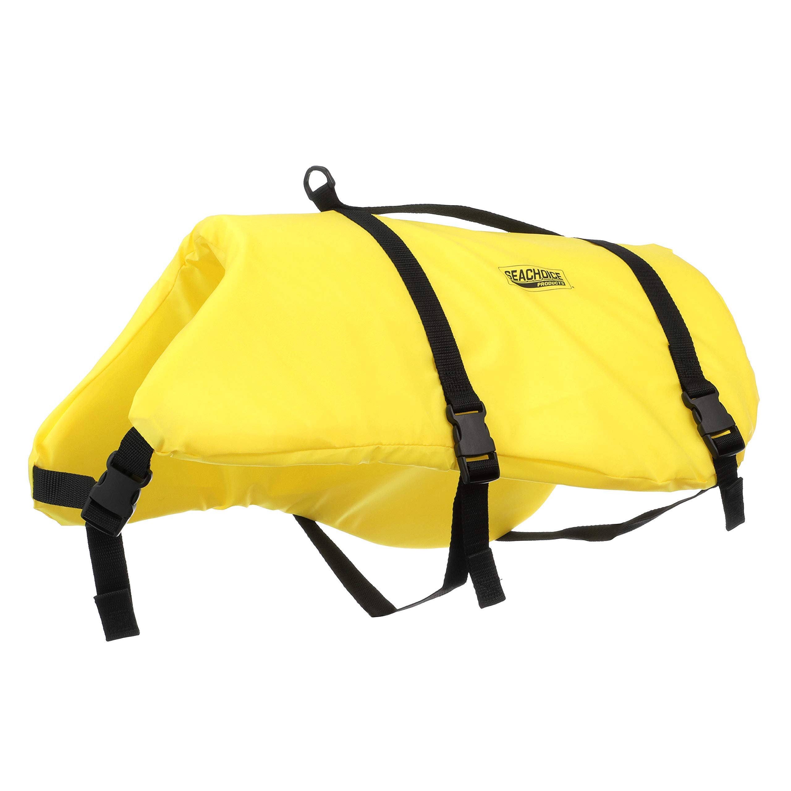 Seachoice Dog Life Vest, Adjustable Life Jacket For Dogs, W/Grab Handle, Yellow, Size Large, 50-90 Lbs.