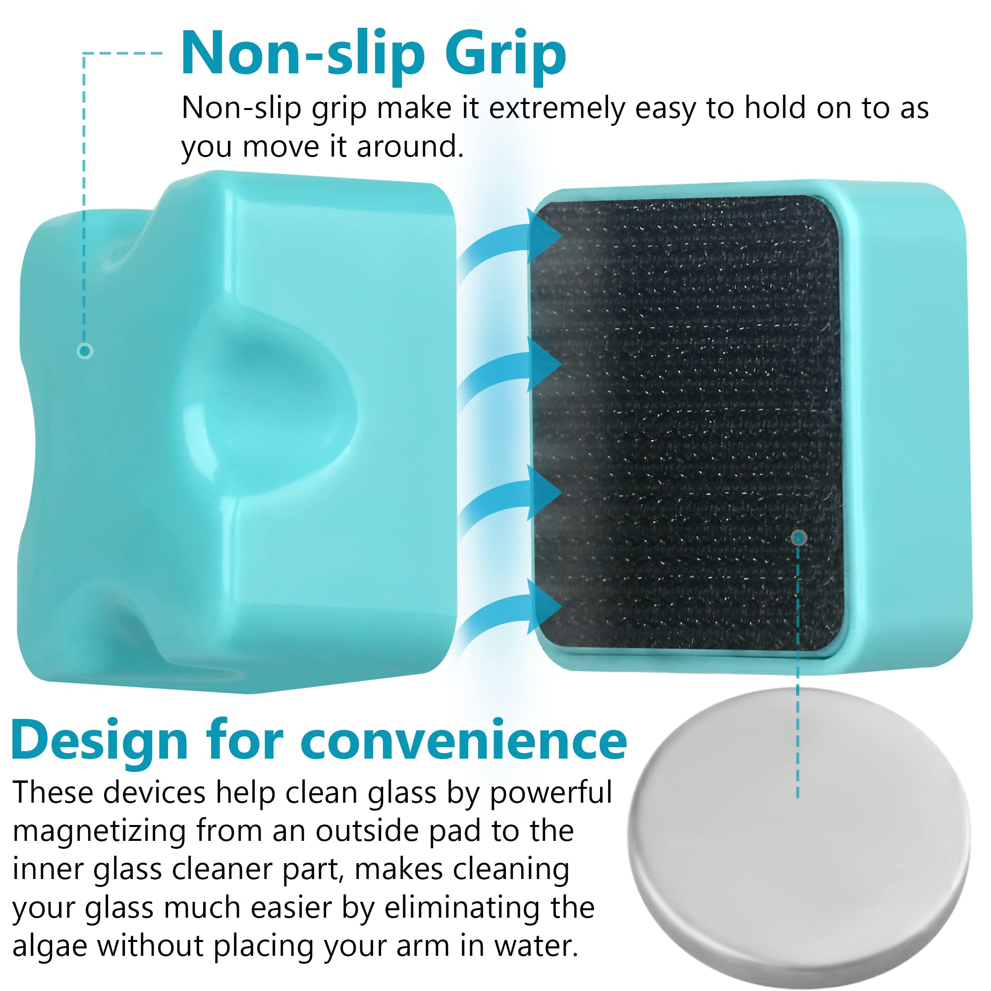 Neptonion Magnetic Aquarium Fish Tank Glass Algae Scrapers Glass Cleaner Scrubber Clean [Compact, Scratch-Free, Non-Slip, Magnet