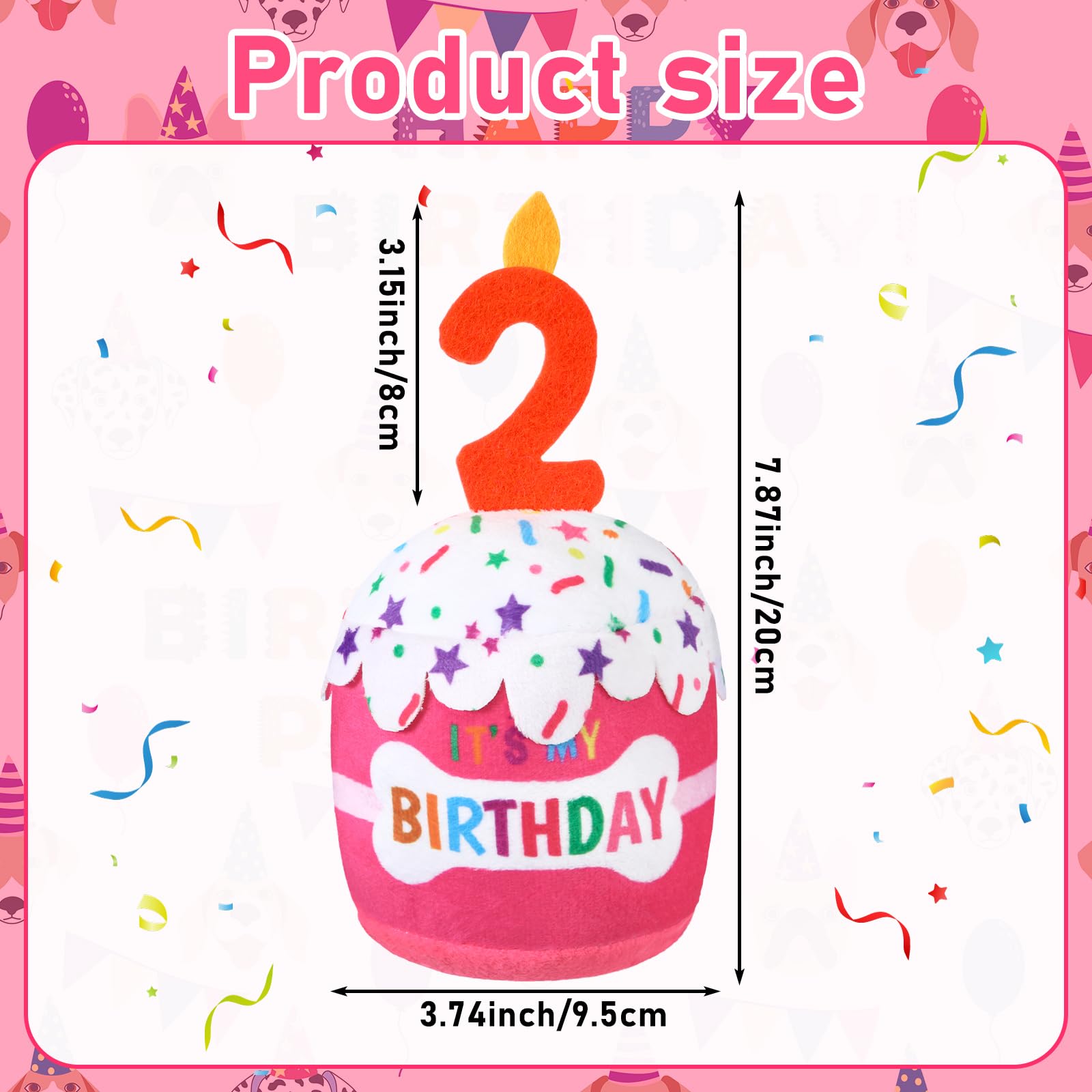 Dansydaisy Dog 2Nd Birthday Cake Toy Accessories For Girl Boy Gifts, Pink Squeaky Plush Toy For Dog Birthday Party Decor Favor F