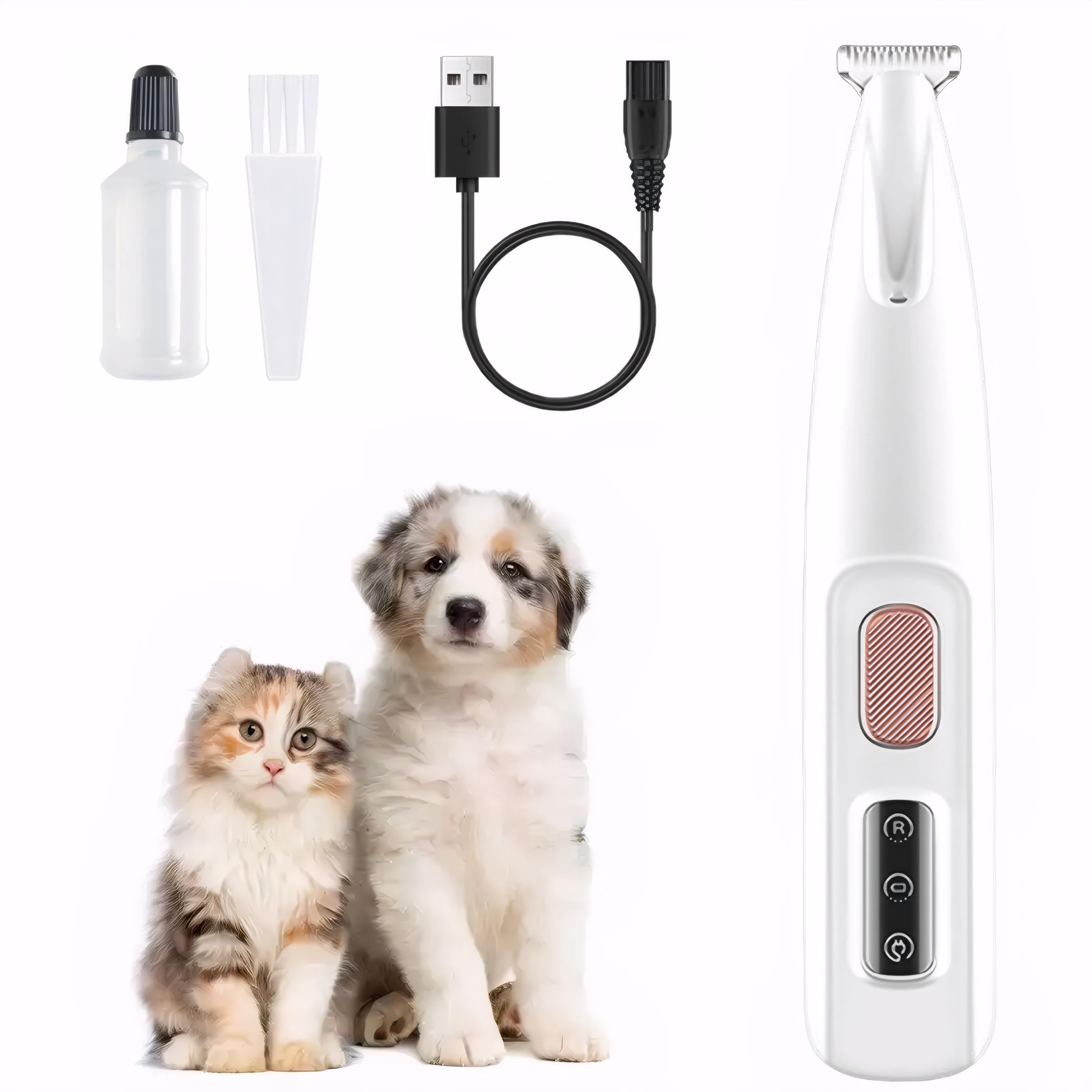 Singring Dog Paw Trimmer, Electric Dog Clippers With Led Light, Rechargeable Low Noise Pet Hair Trimmer For Grooming, Cordless P
