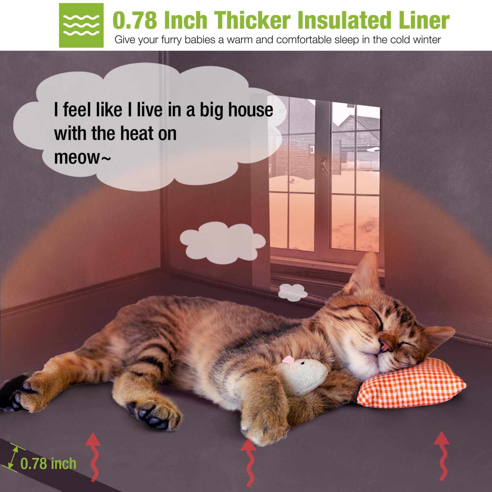 Gutinneen Outdoor Cat House Insulated For Winter Waterproof Feral Cat Shelter