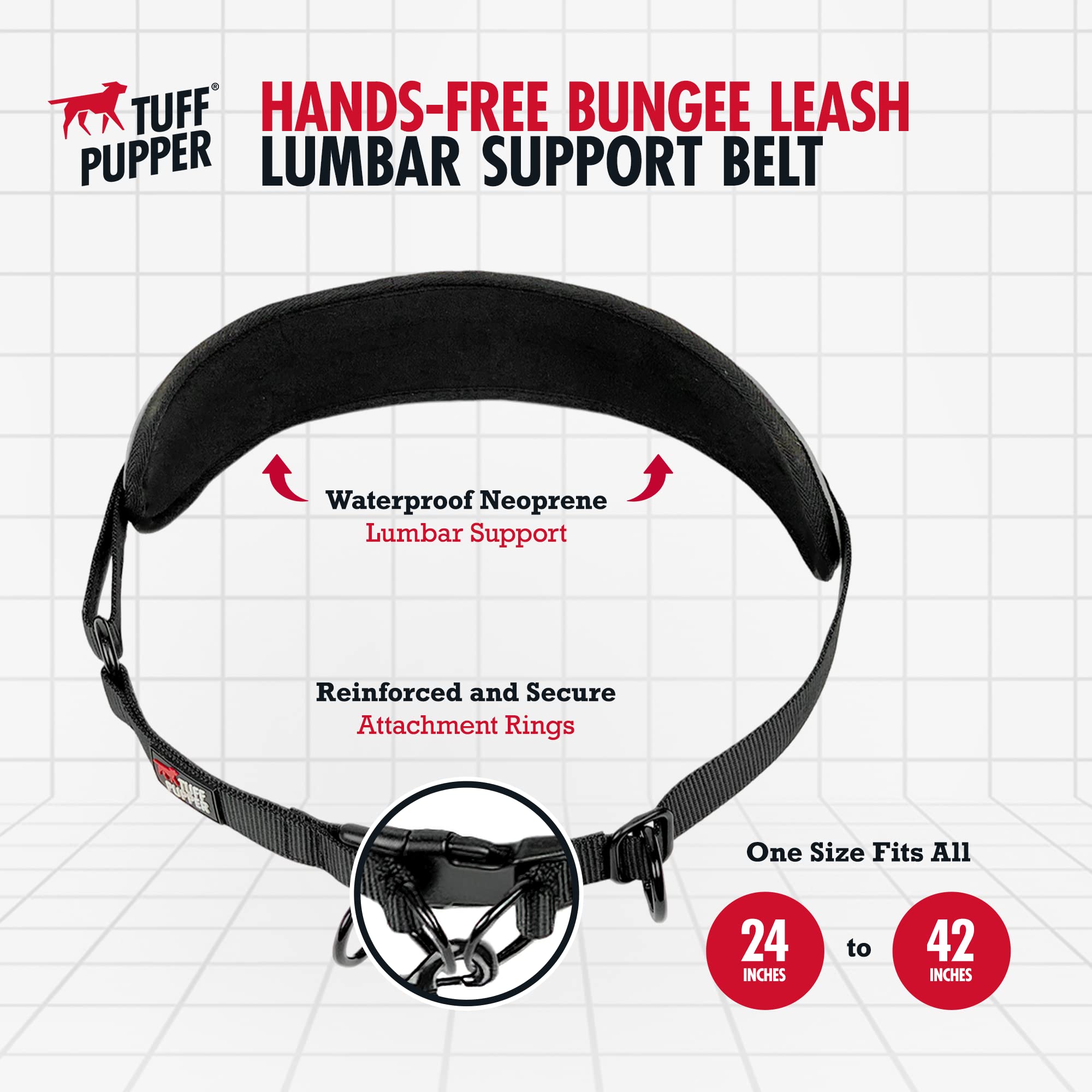 Tuff Pupper Heavy Duty Hands Free Dog Leash | Two Small/Medium Dogs Up To 90 Lbs | Comfortable Shock Absorbing Bungee | Reflecti