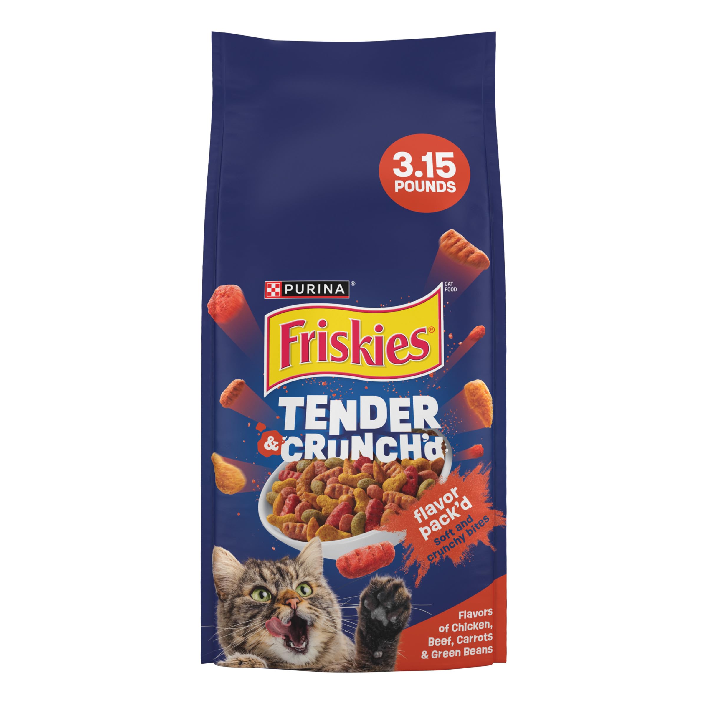 Purina Friskies Tender and Crunchd With Flavors of Chicken, Beef, Carrots and Green Beans - (Pack of 4) 3.15 lb. Bags
