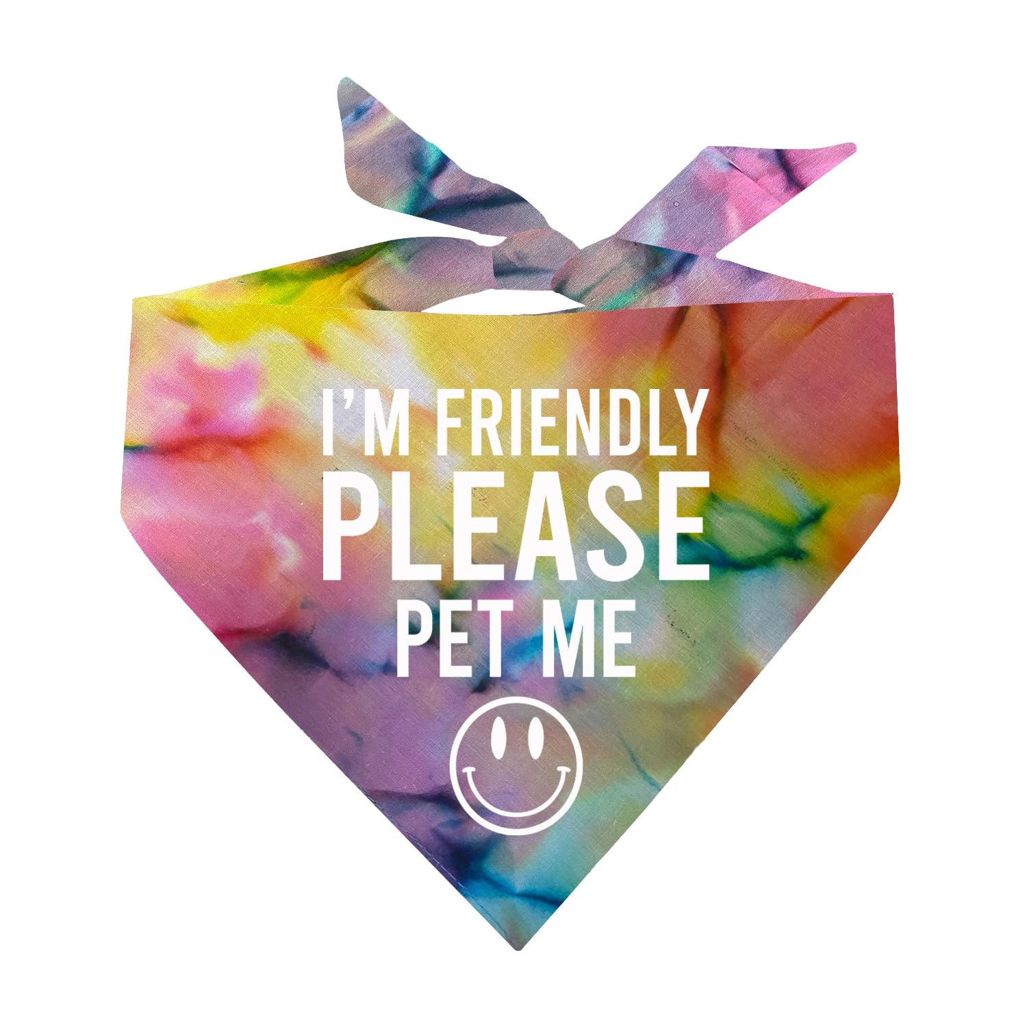 I'M Friendly Please Pet Me Dog Bandana (Rainbow Scrunch, Os 151)