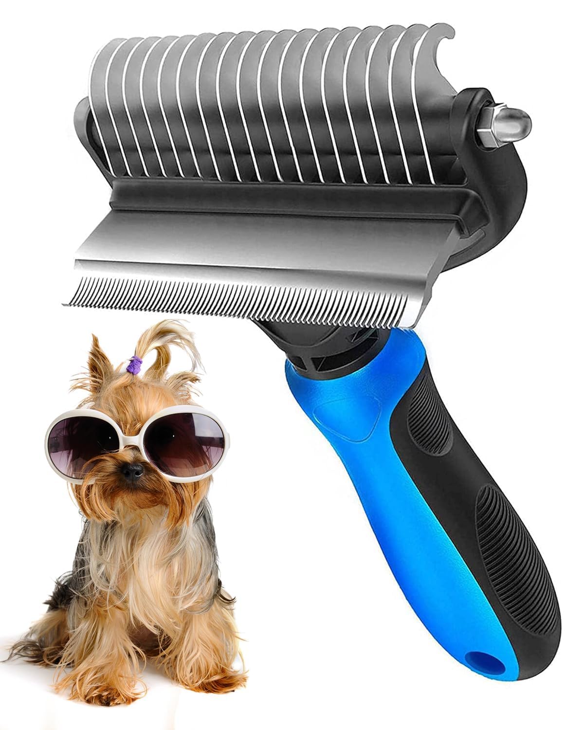 Vardhann Trades Pet Grooming Brush For Dogs & Cats | 2In1 Deshedding Tool & Undercoat Rake | Dematting Comb For Mats, Tangles 