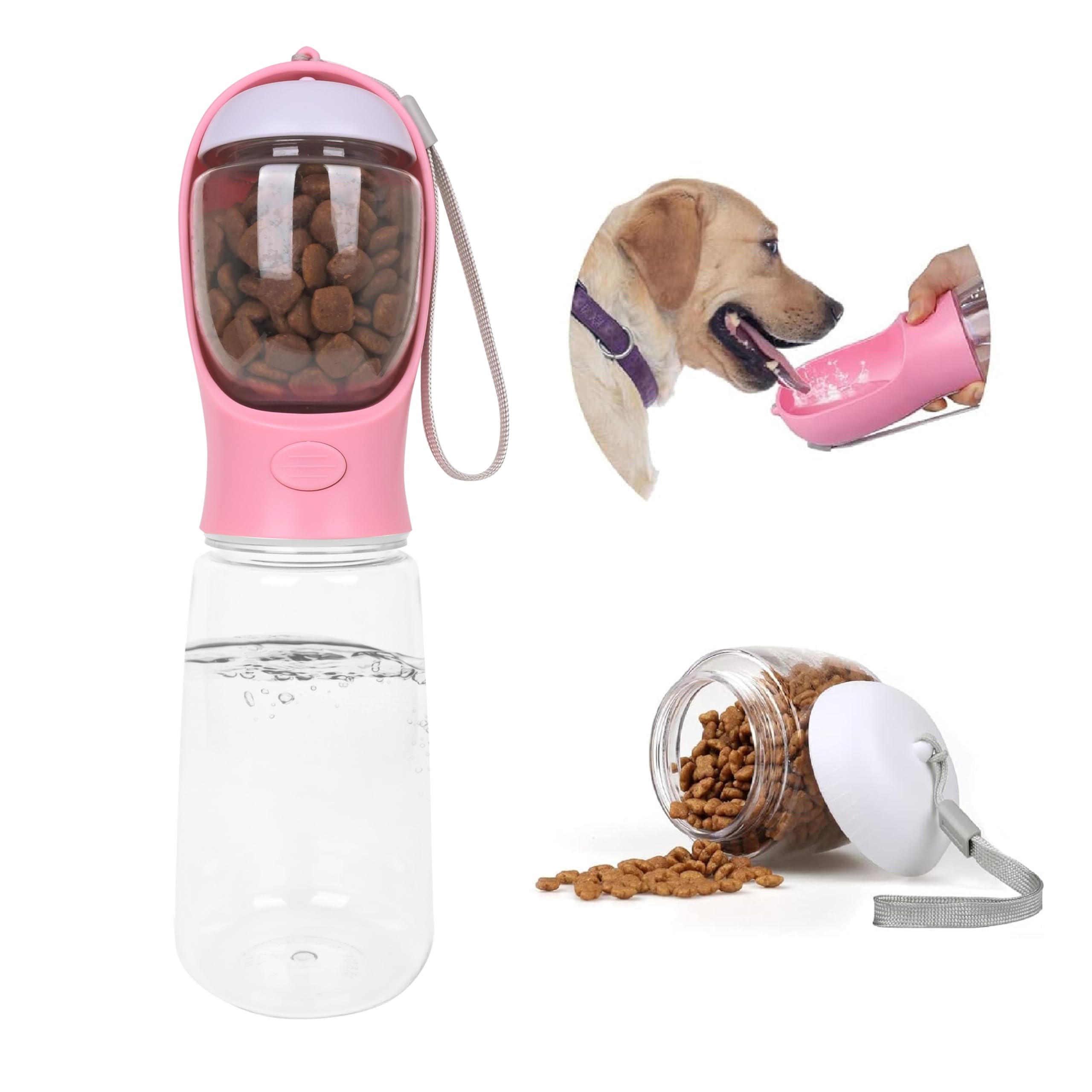 Blikiz 2-In-1 Dog Water Bottle With Food Container | Leak-Proof Portable Pet Water Dispenser For Dogs & Puppies | Travel, Walkin