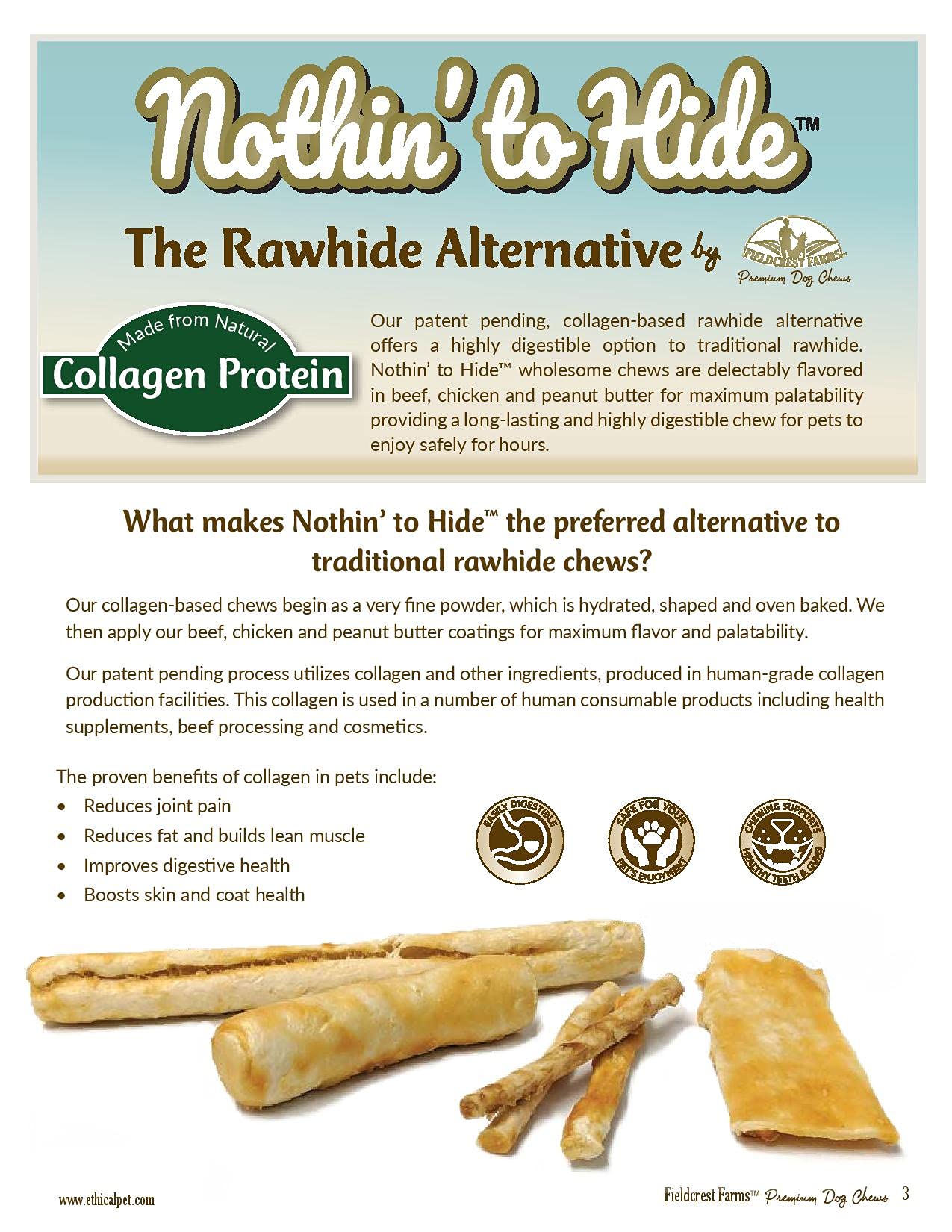 Fieldcrest Farms Nothing to Hide Natural Rawhide Alternative Small Twist Stix for Dogs - (10 Sticks) All Natural Easily Digestib